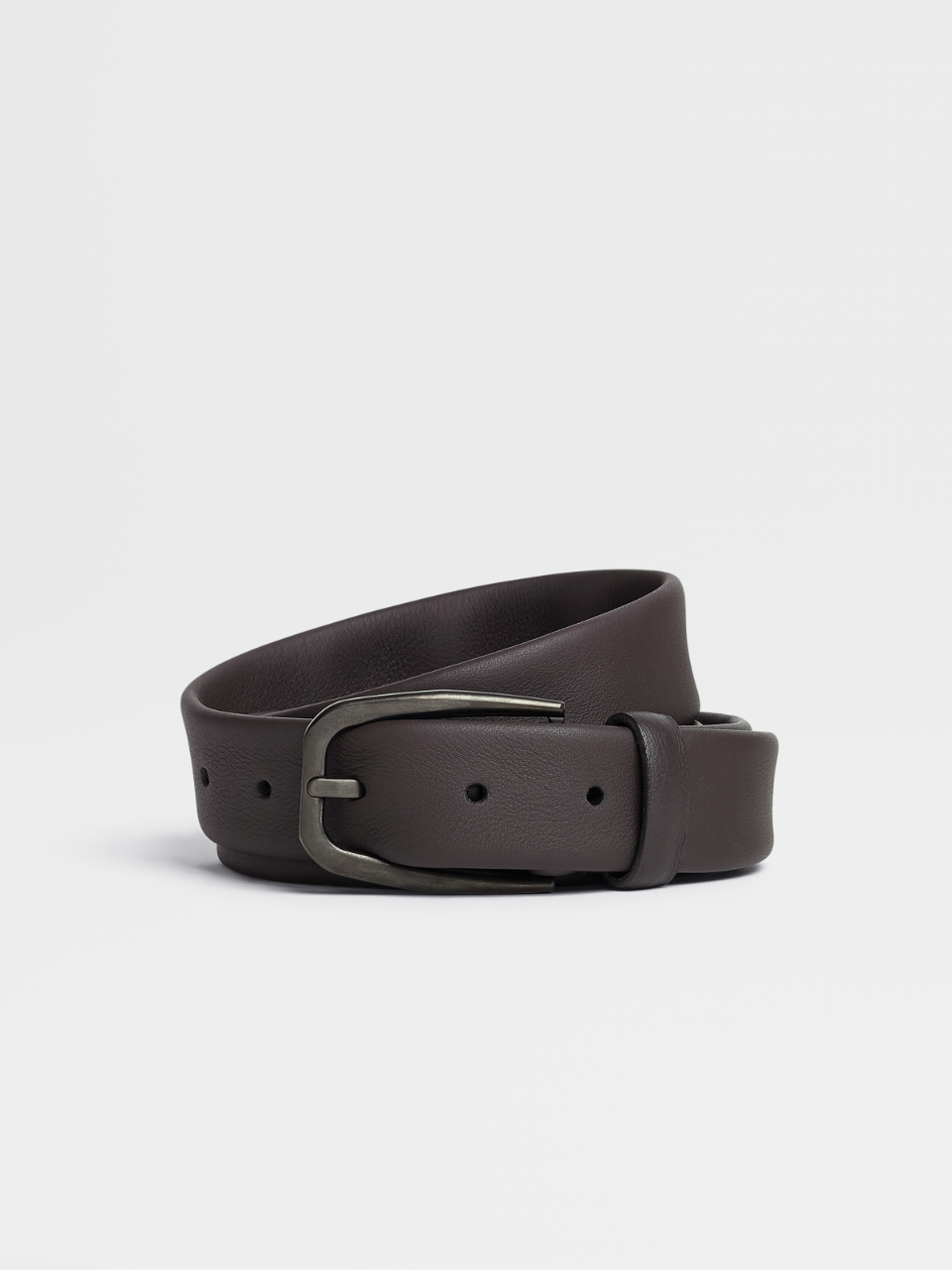 Dark Brown Smooth Leather Belt Ss22 10512926 Zegna
