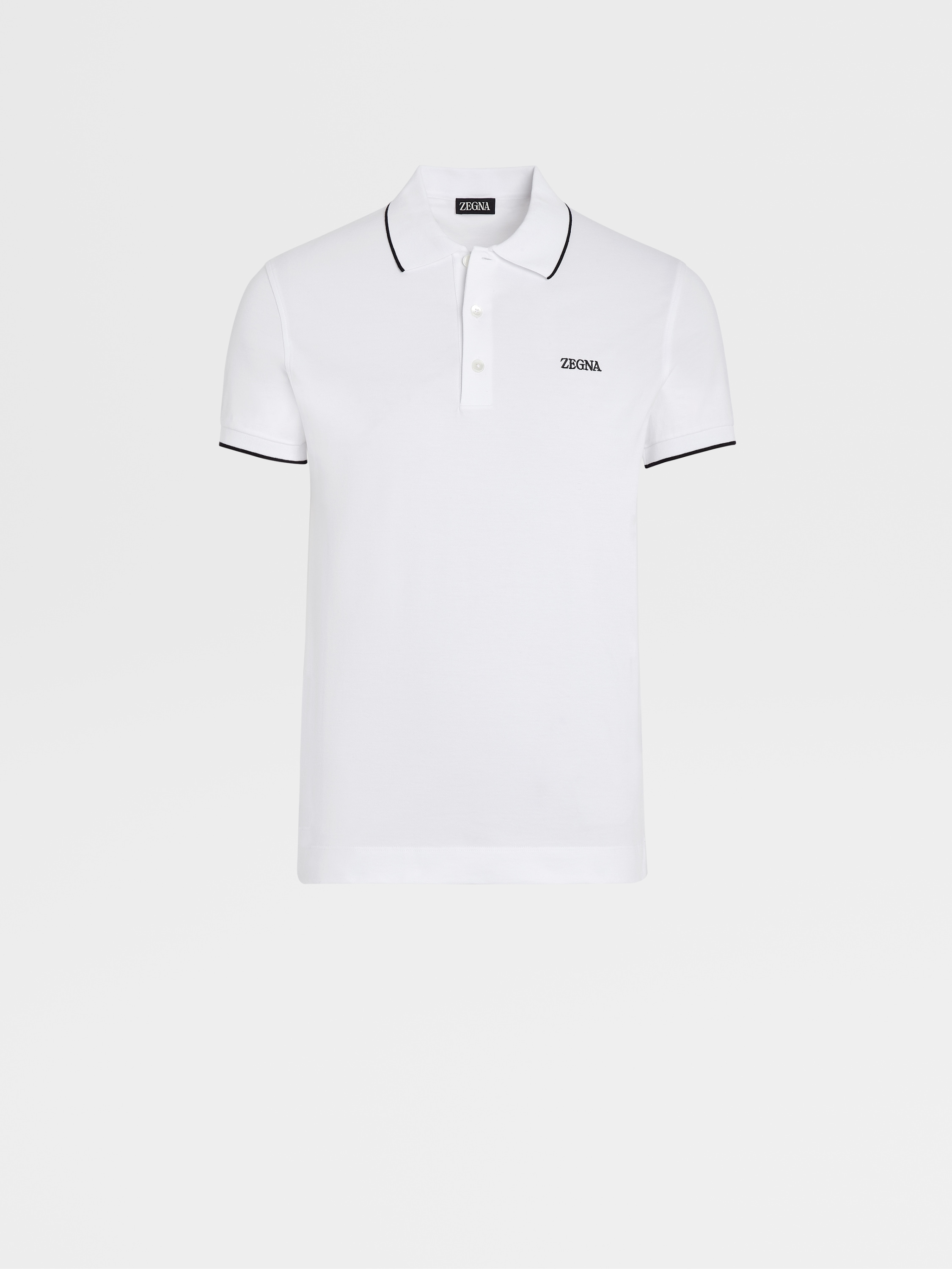 Optical White Stretch Cotton Polo Shirt FW23 25729594 | Zegna AU