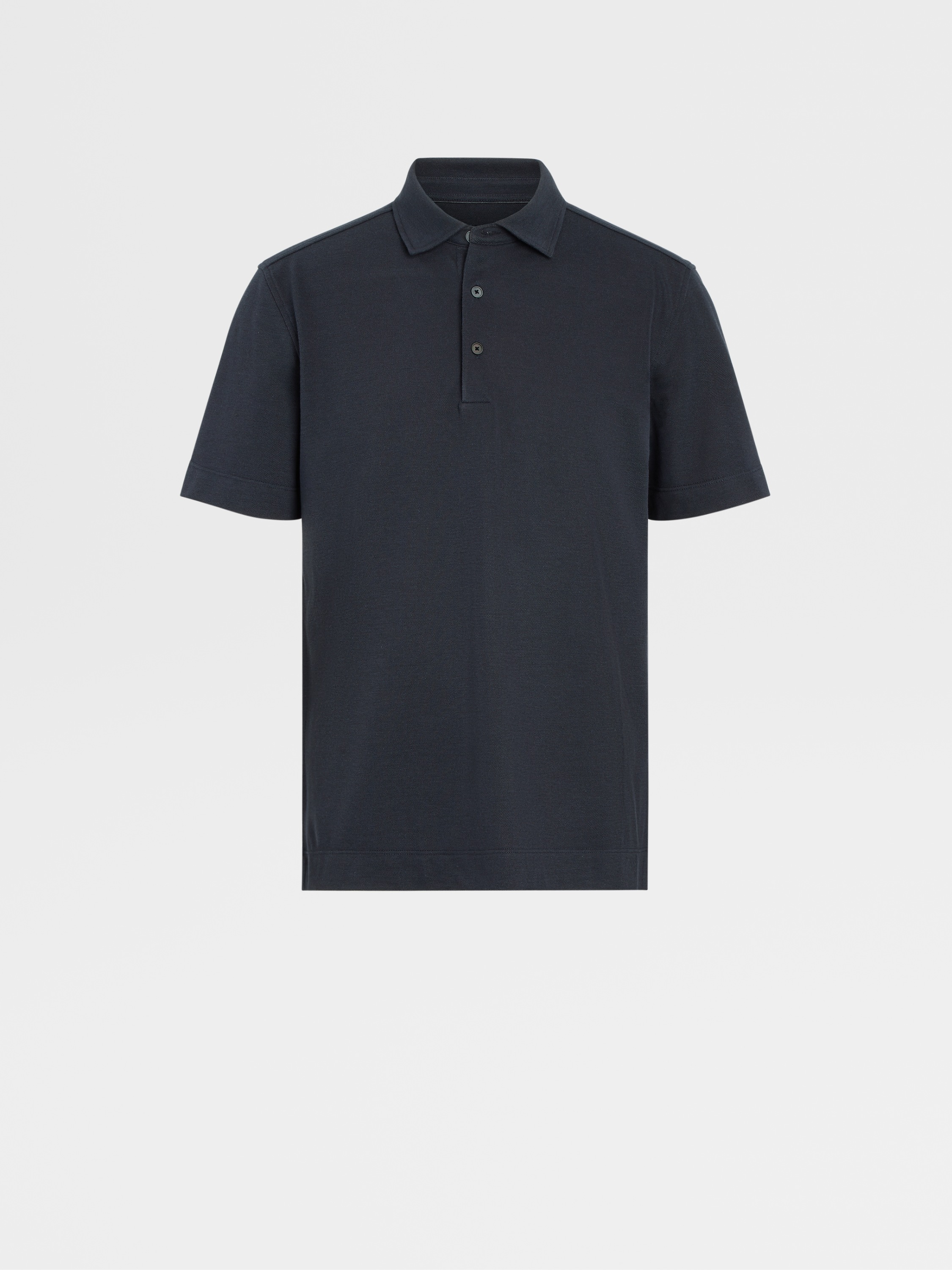 Navy Blue Cotton and Silk Polo Shirt FW23 27090564 | Zegna