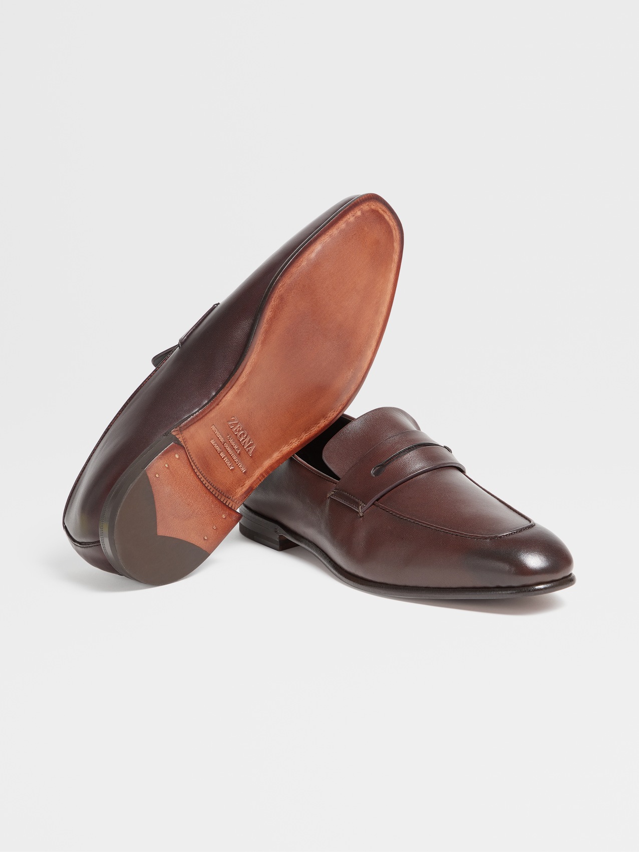 Dark Brown Leather L'Asola Loafers FW23 22117693 | Zegna