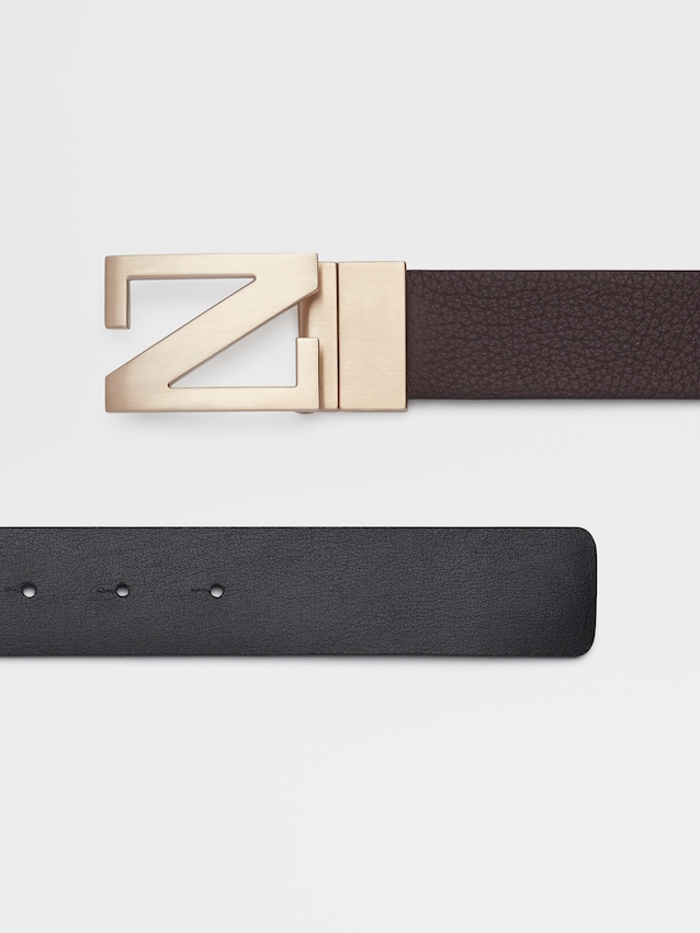 Ermenegildo Zegna Logo-buckle Leather Belt in Brown Black for Men Mens Belts Ermenegildo Zegna Belts 