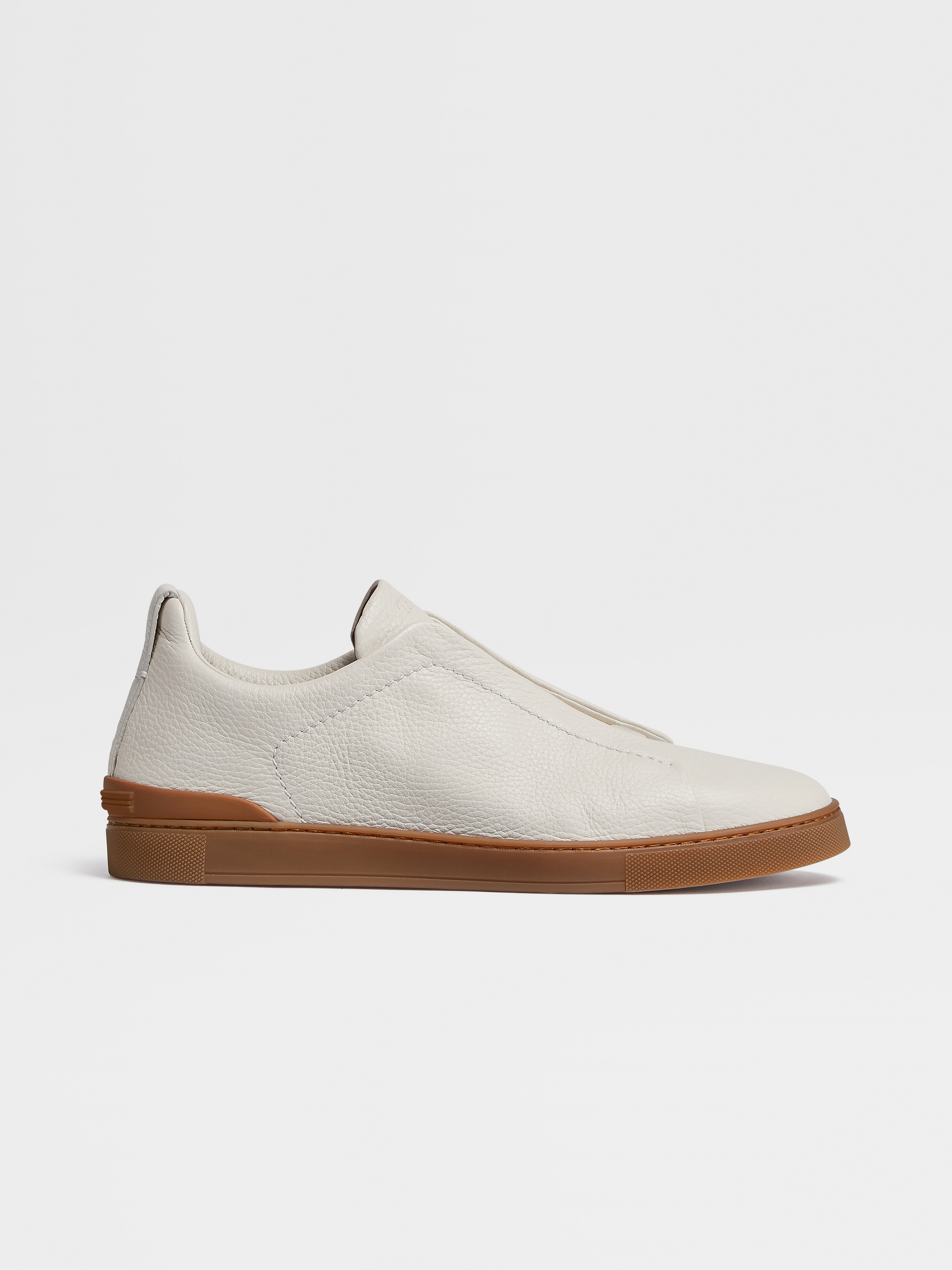off white deerskin triple stitch sneakers