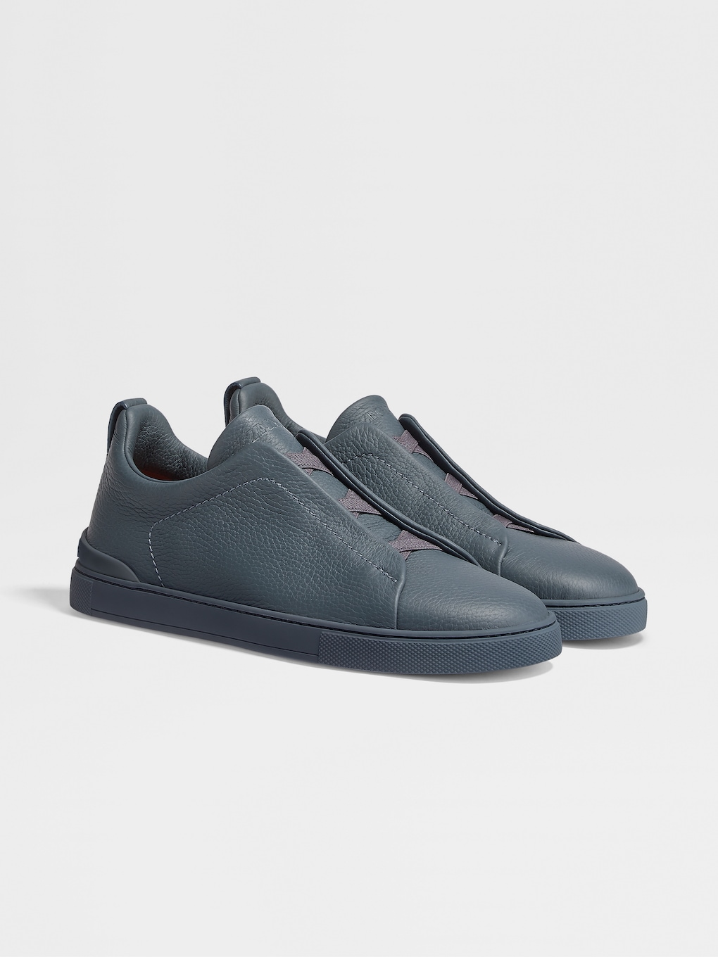 Avio Blue Deerskin Triple Stitch™ Low Top Sneakers