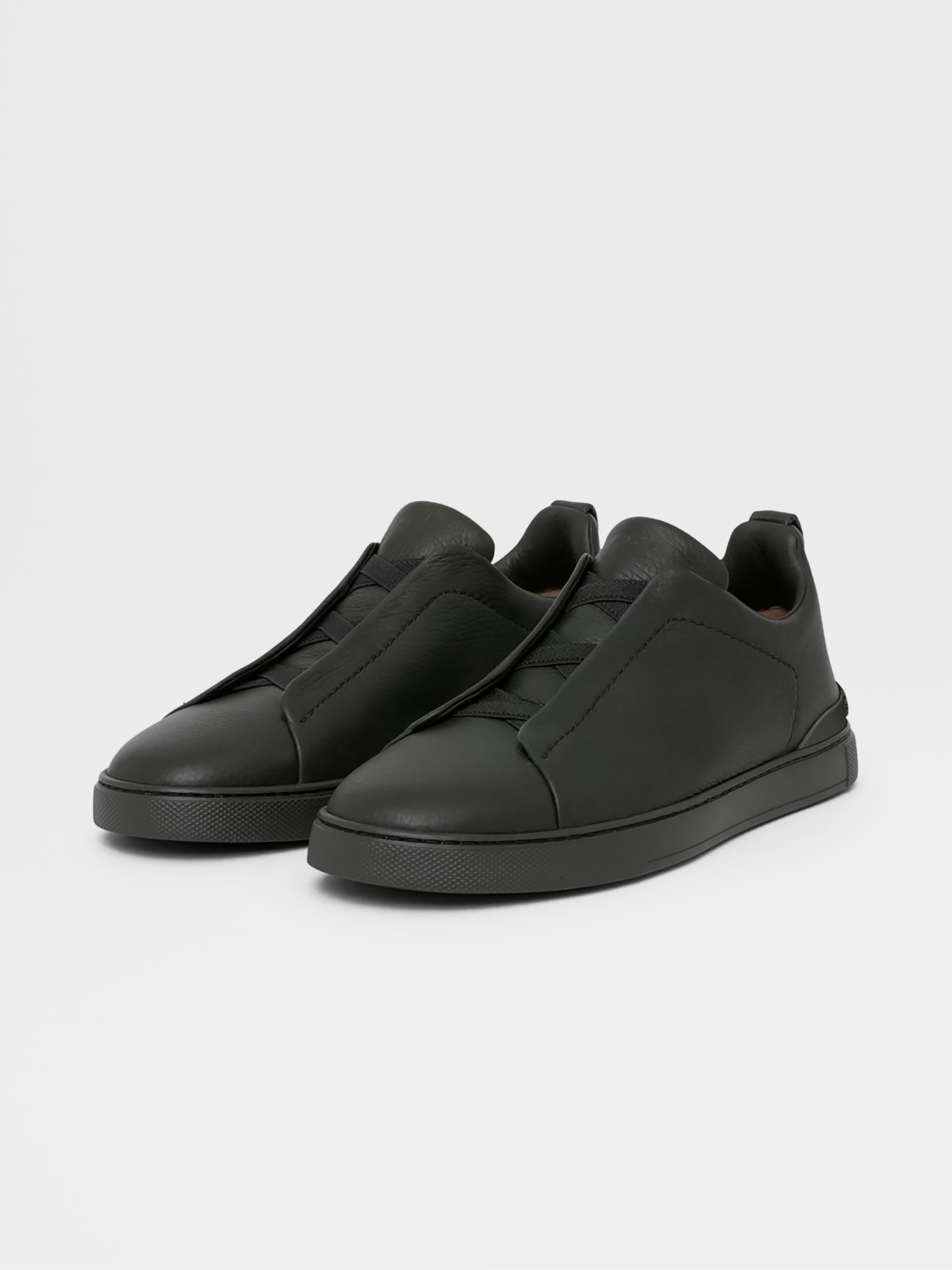 off white deerskin triple stitch sneakers