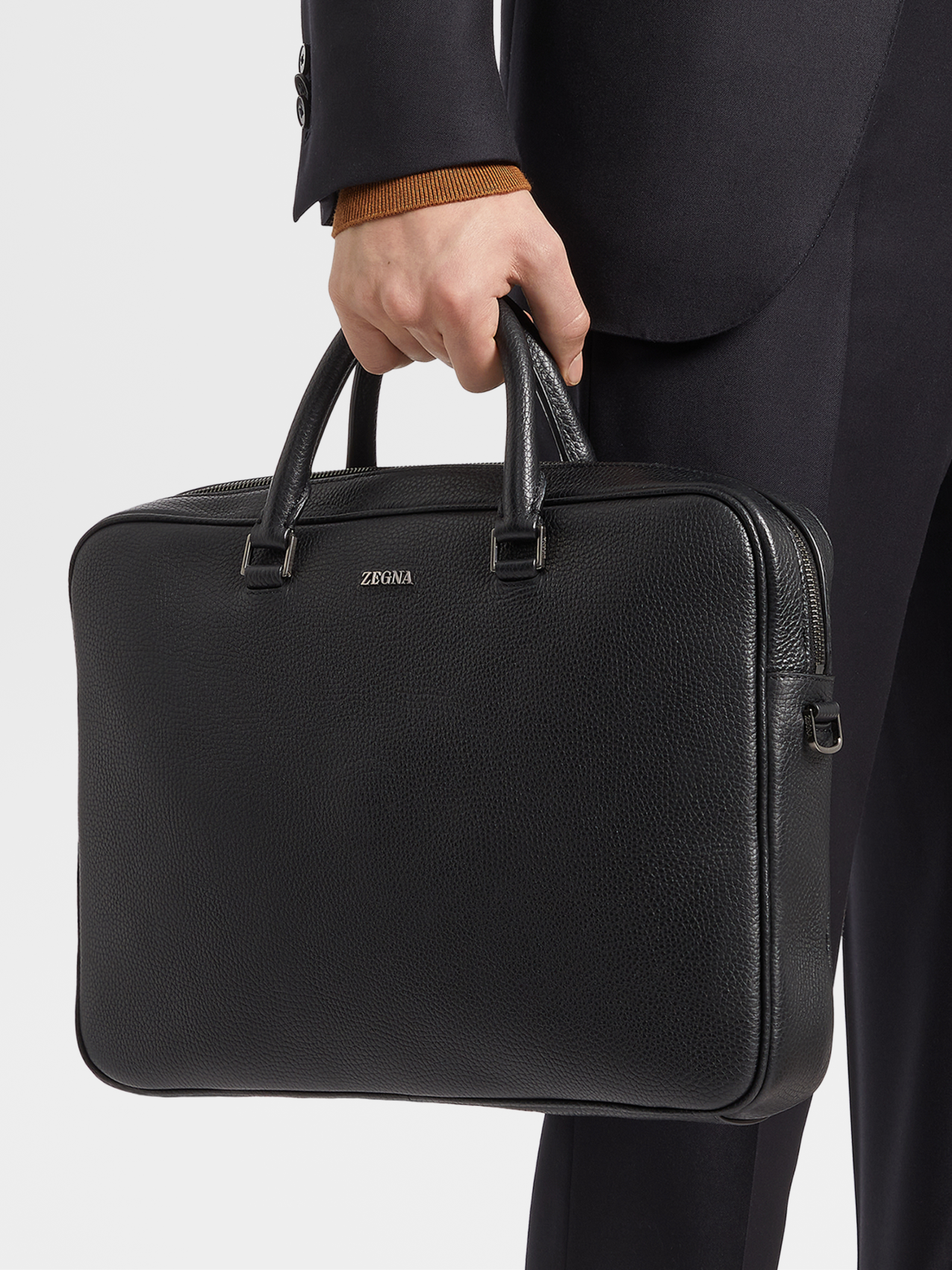 zegna leather bag