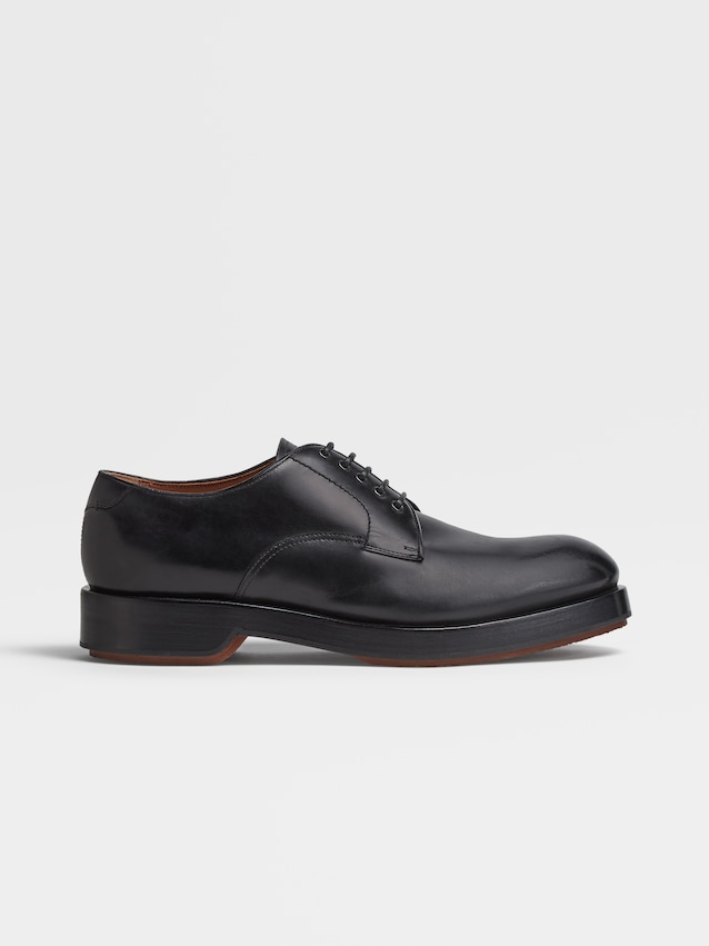 Mens Shoes Lace-ups Derby shoes Ermenegildo Zegna Hand-buffed Leather Udine Derby With Elastic in Black for Men 