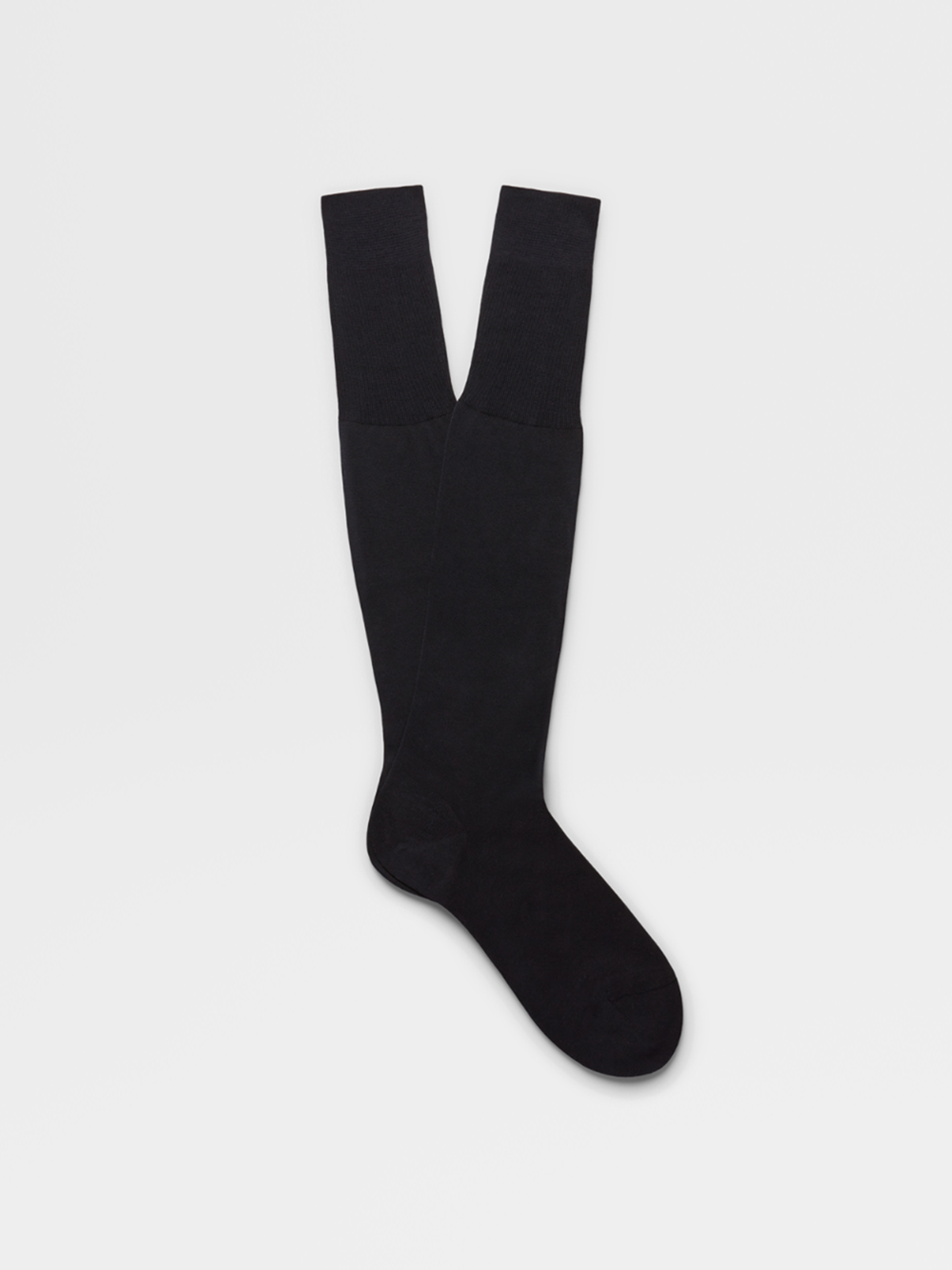 Navy Blue Cotton Knee Socks SS23 10367401 Zegna ID