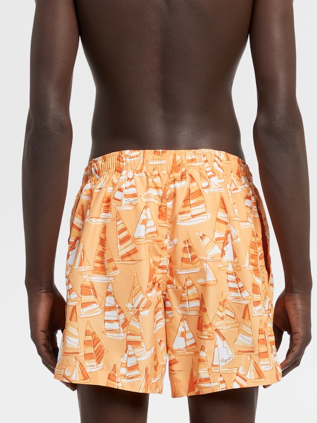 Bañador Essential Ermenegildo Zegna de Algodón de color Naranja para hombre Hombre Ropa de Moda de baño de Boardshorts 