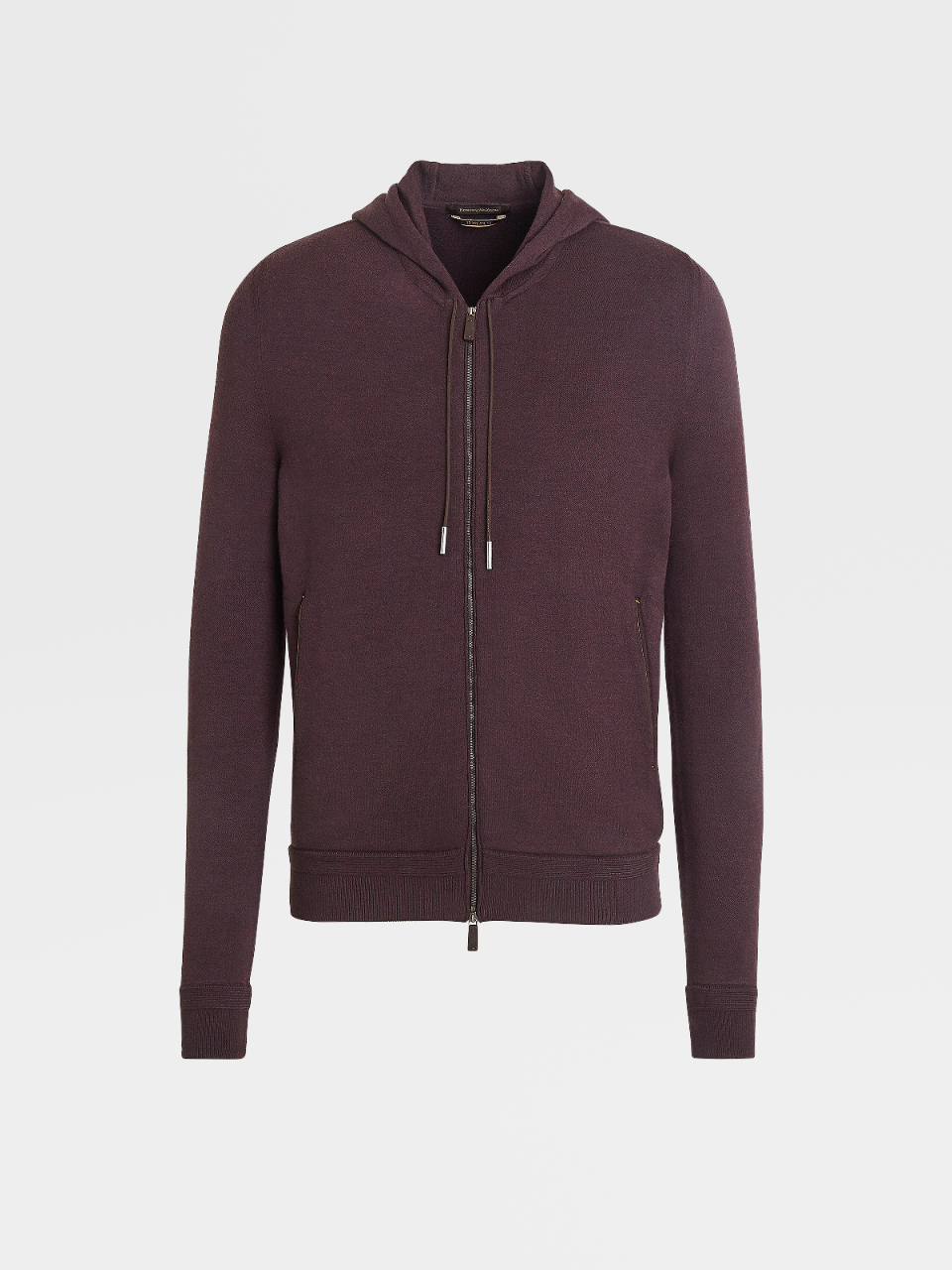 Burgundy 12milmil12 Wool Knit Full Zip Hoodie Fw21 Zegna