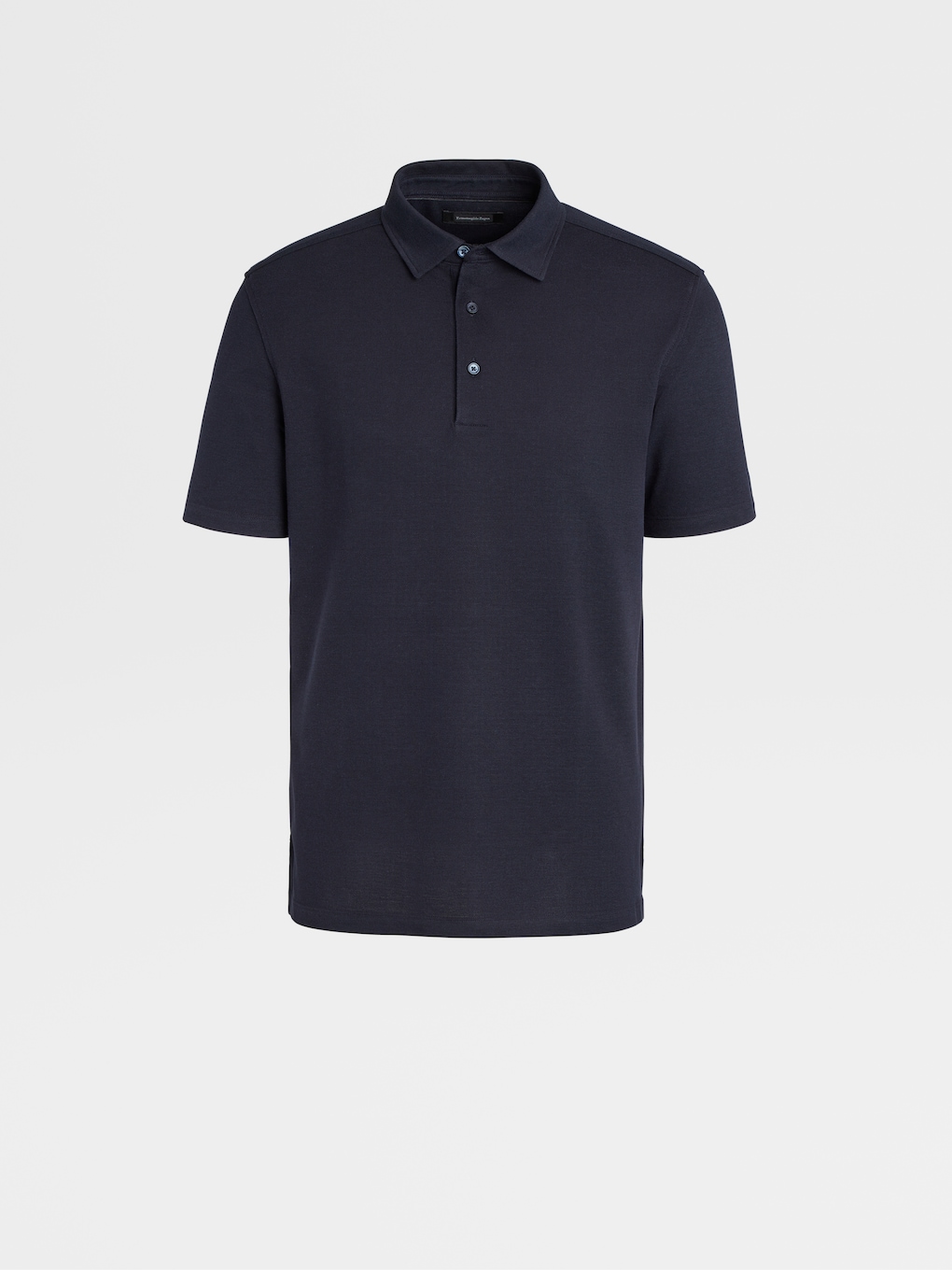 Navy Blue Cotton and Silk Short-sleeve Polo SS23 10367790 | Zegna US