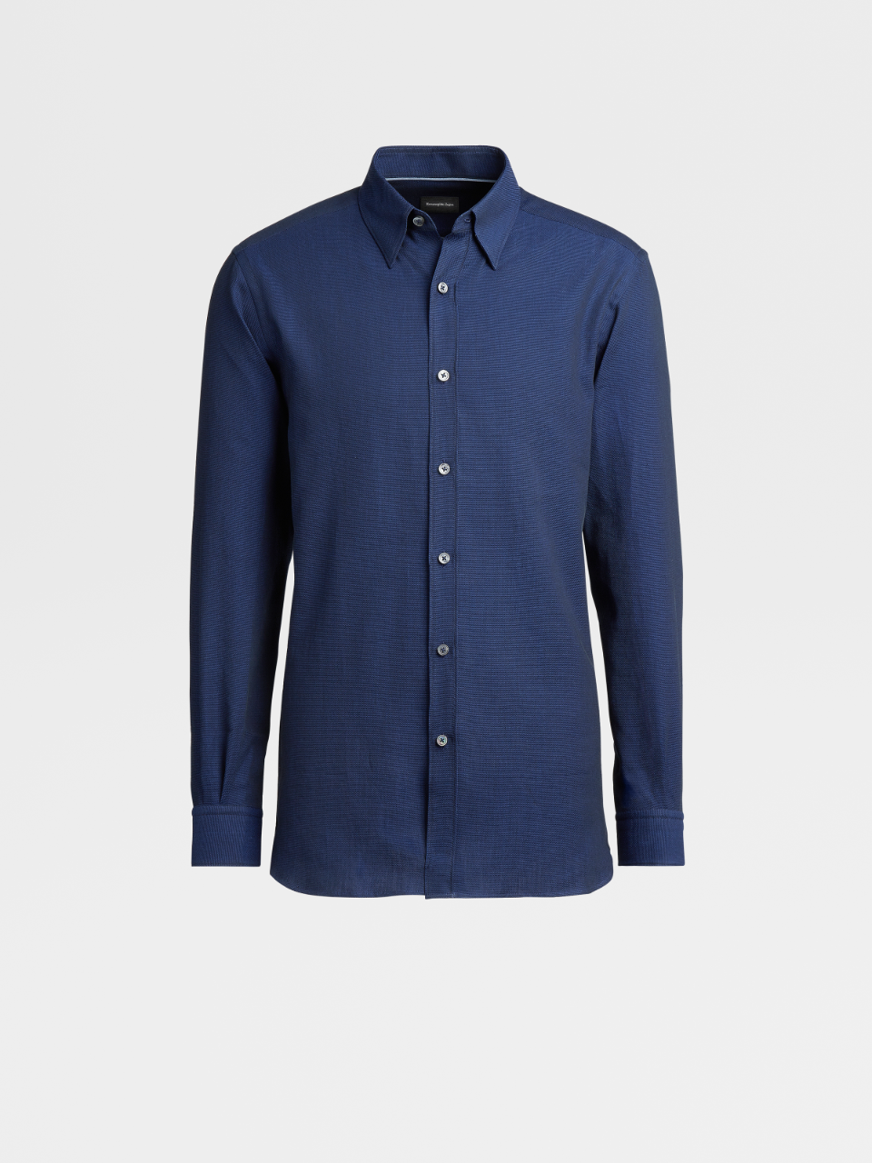 海军蓝棉质长袖衬衫 宽松版型ss22 Zegna
