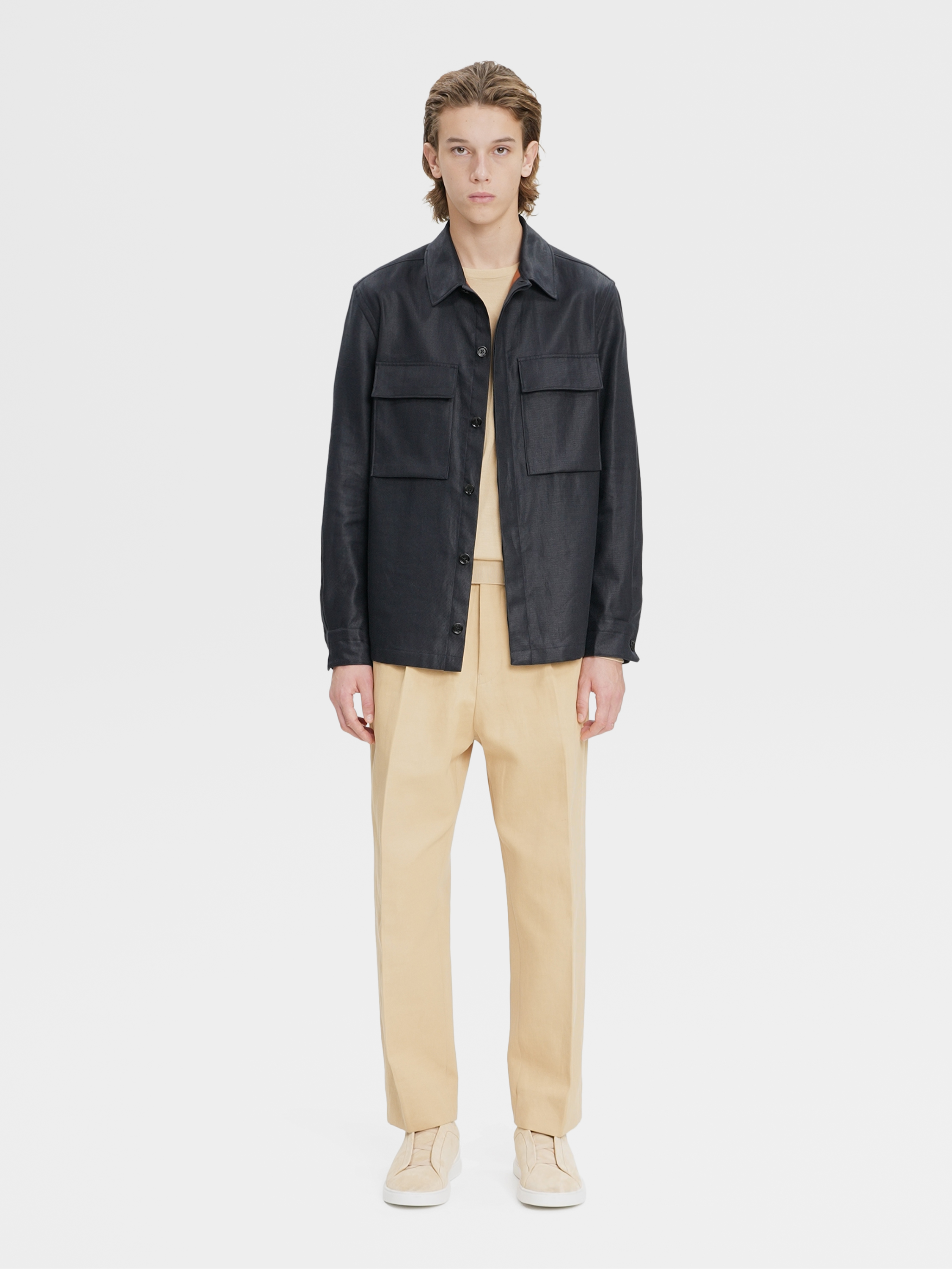 Navy Blue Pure Linen Overshirt SS23 25656657 Zegna