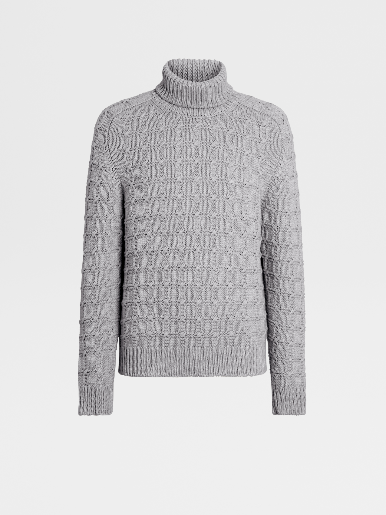 Light Grey Mélange Oasi Cashmere Turtleneck FW23 28131441 | Zegna DK