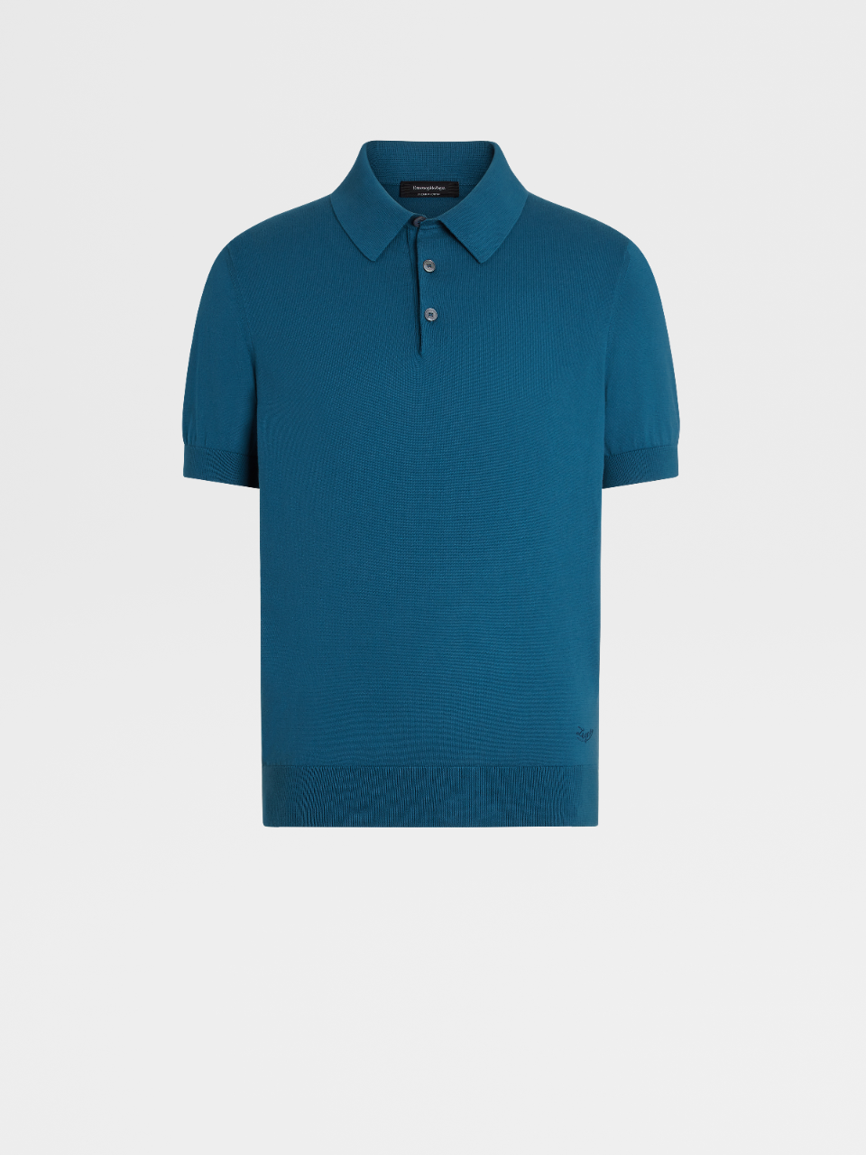 Bright Teal Blue Premium Cotton Knit Short Sleeve Polo Ss22 10526444 Zegna