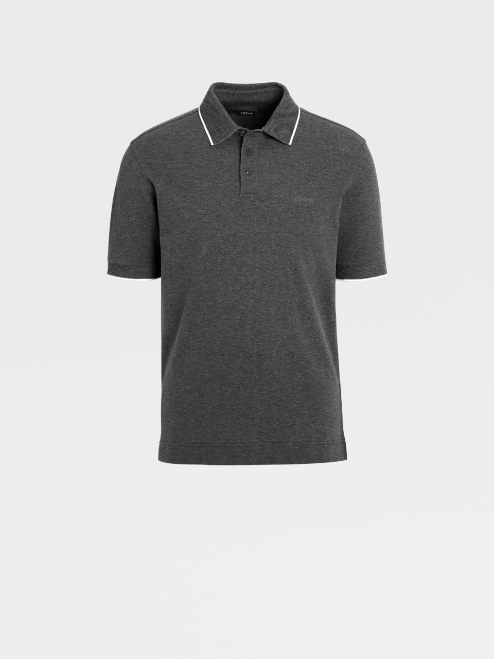 dark gray polo shirt