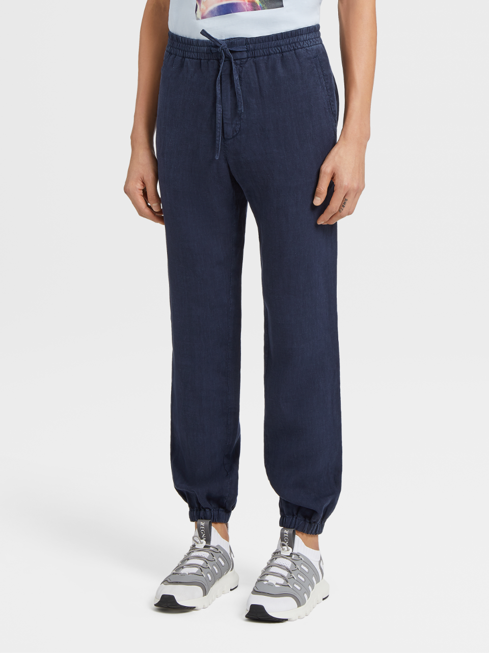 Blue linen joggers Clearance