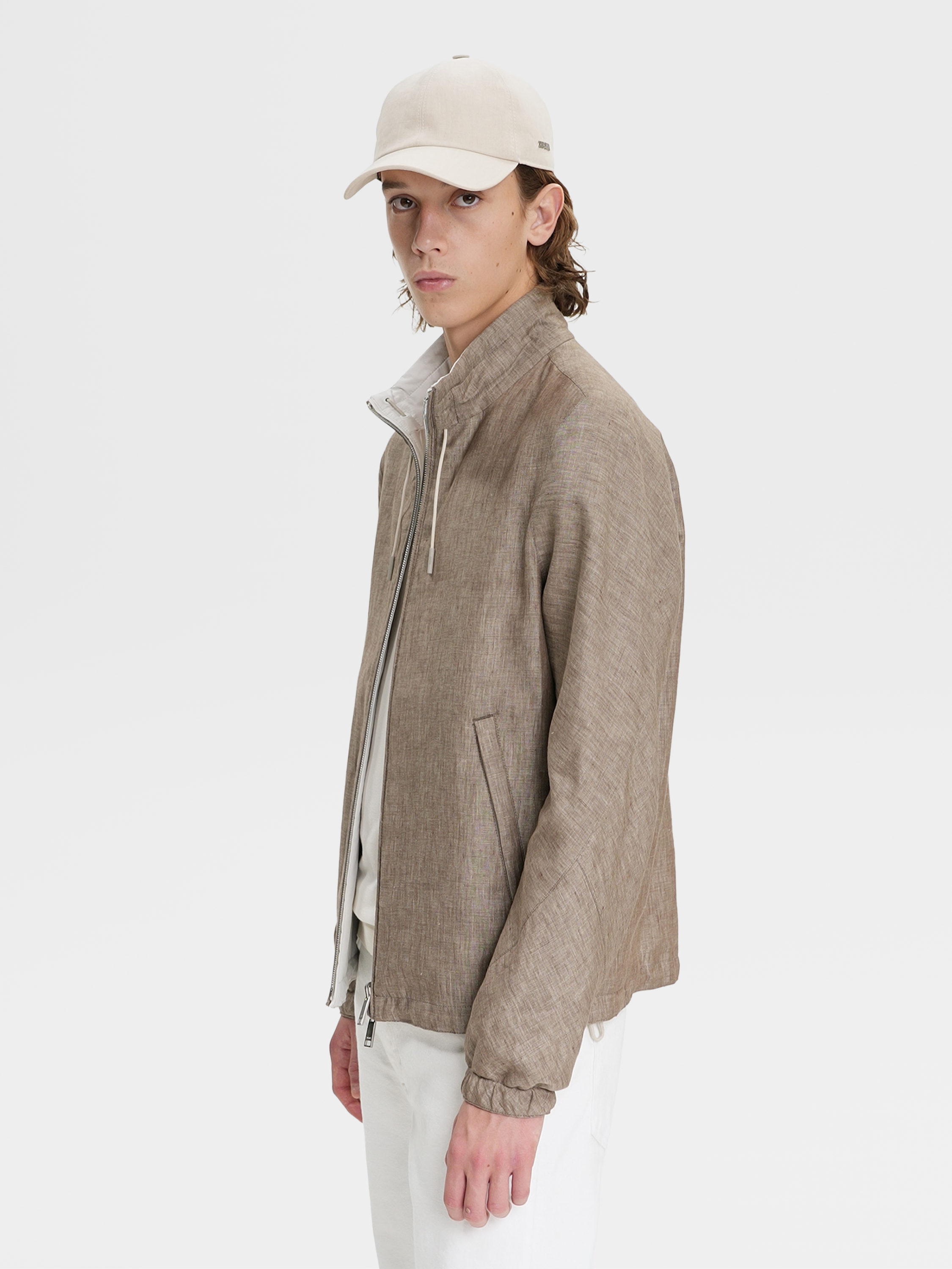 Beige Linen Baseball Cap SS23 26564962 Zegna ROW