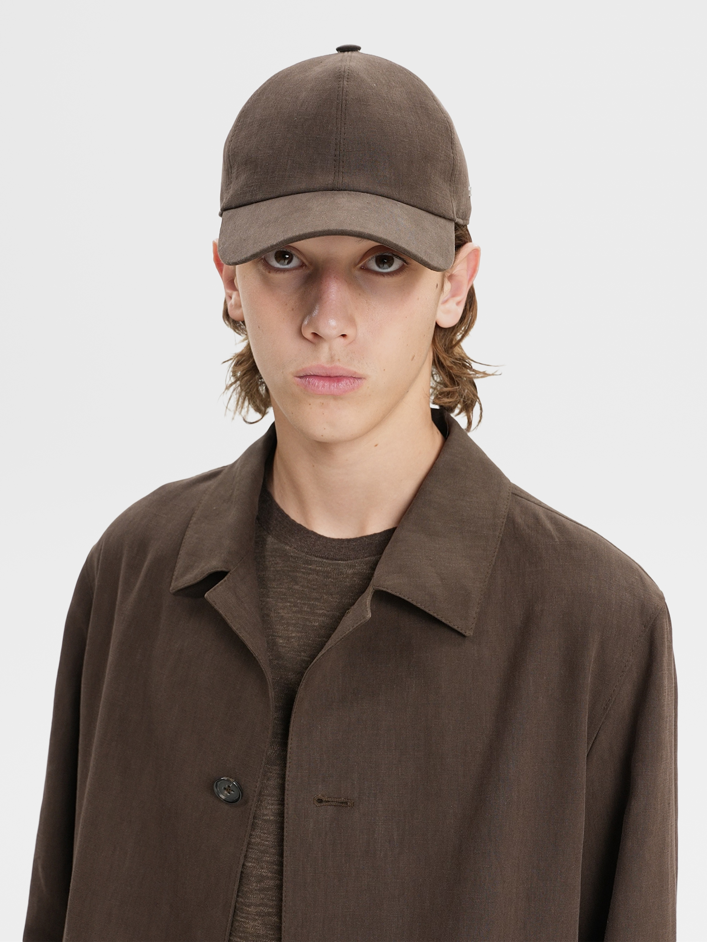 Dark Brown Linen Baseball Cap SS23 26564963 Zegna