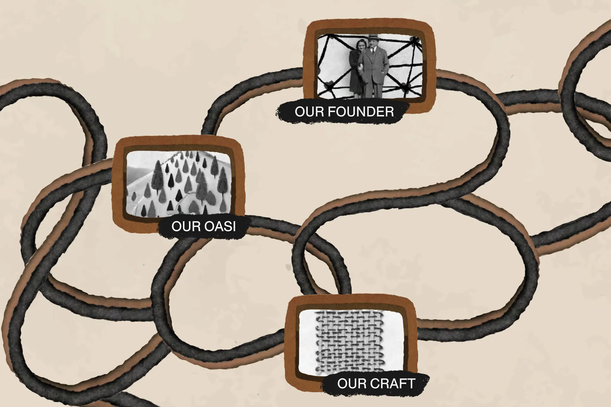 Image 10: Illustration showing the connections between Zegna's Founder, craftsmanship and Oasi Zegna in Piedmont.