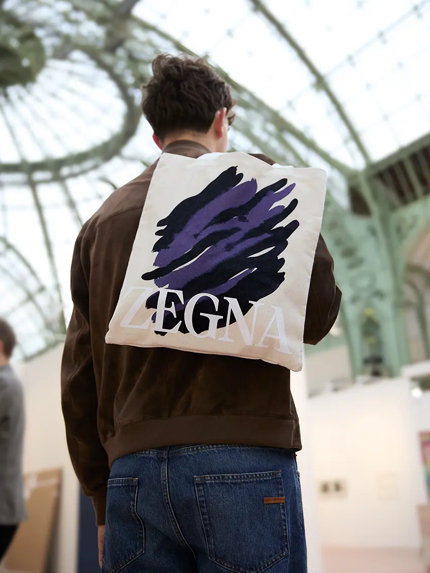 Special-edition ZEGNA tote bag created with Cecilia Carlstedt for Art Basel Paris.