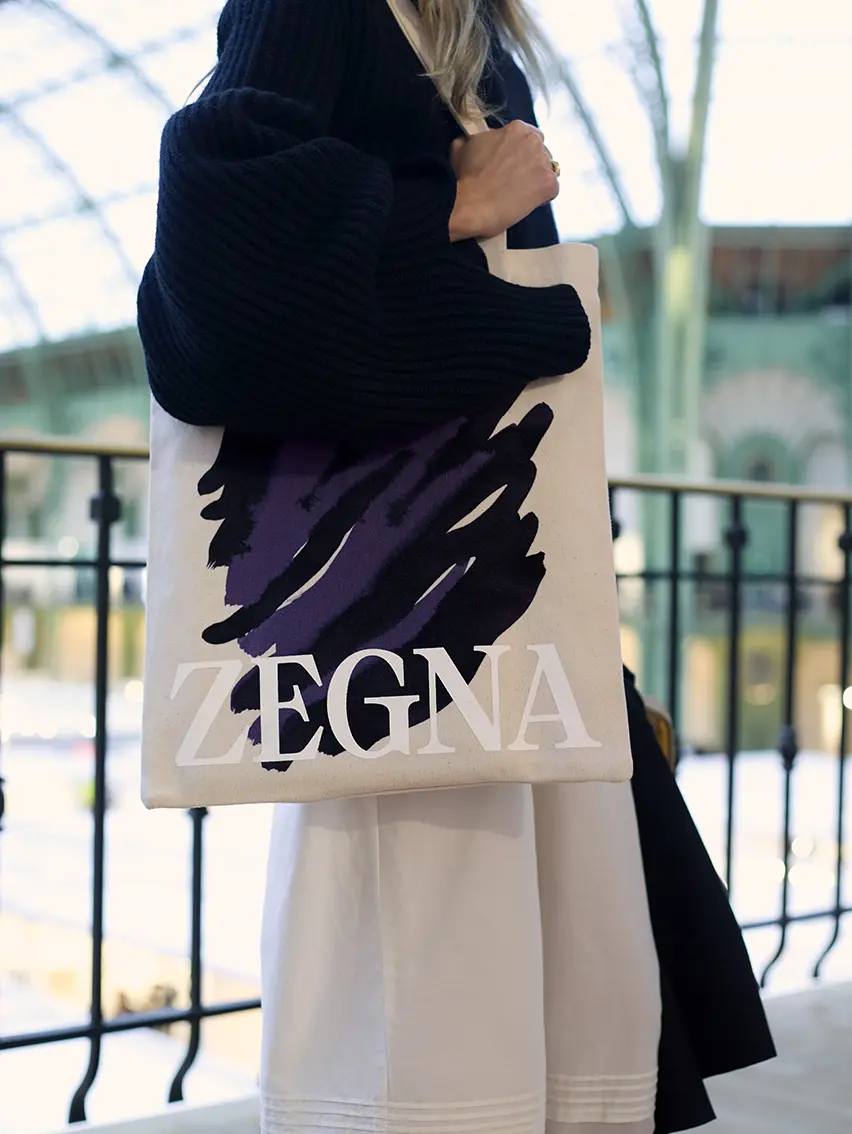 Special-edition ZEGNA tote bag created with Cecilia Carlstedt for Art Basel Paris.
