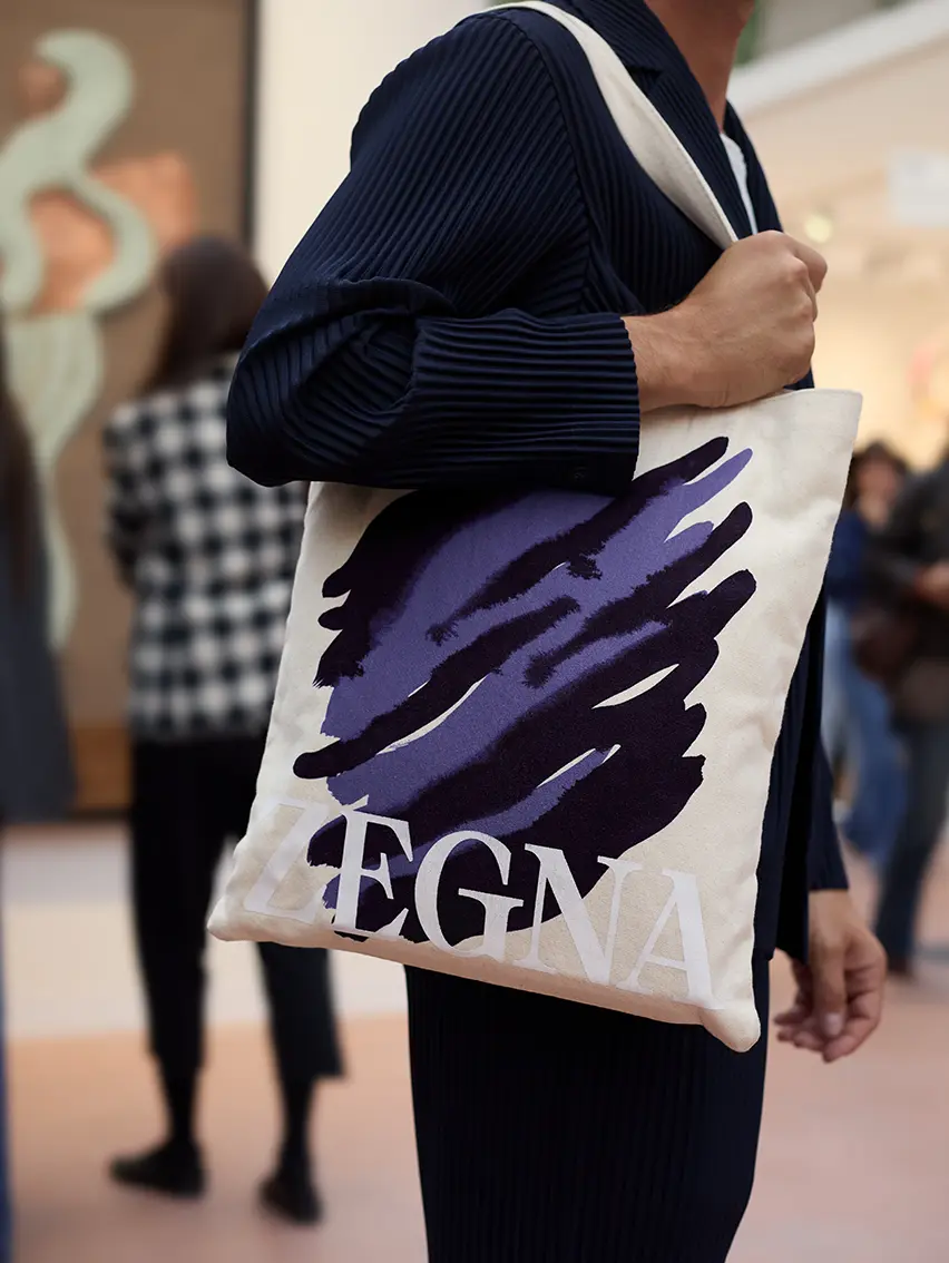 Special-edition ZEGNA tote bag created with Cecilia Carlstedt for Art Basel Paris.