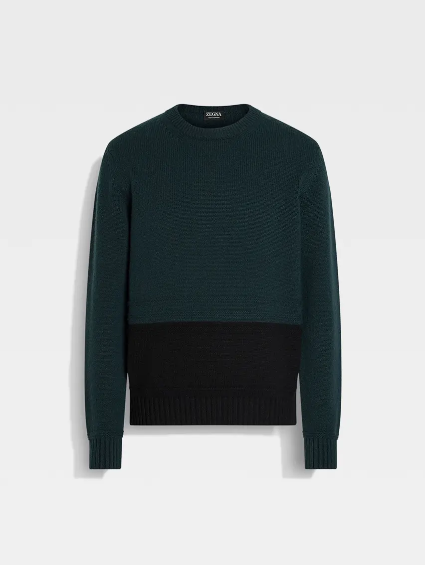 Dark Green and Black Oasi Cashmere Crewneck
