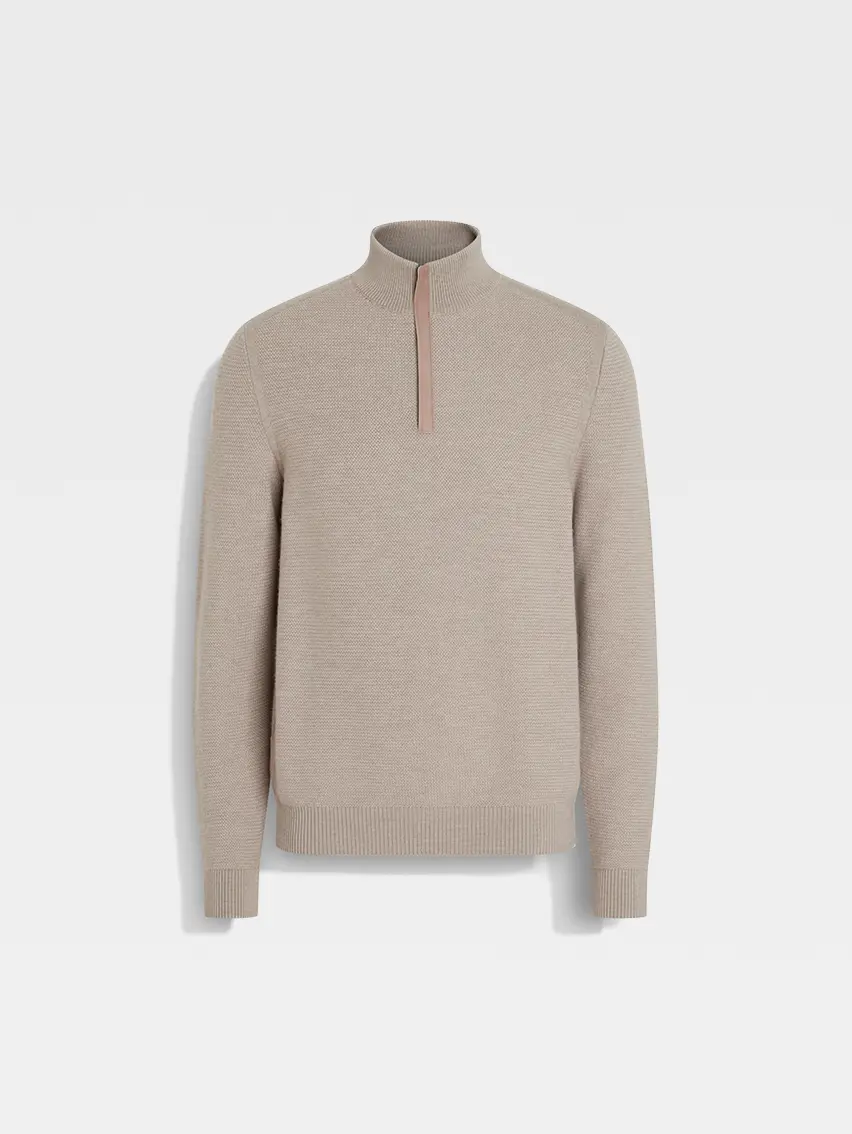 Pull à Col Montant Zippé en Vellus Aureum