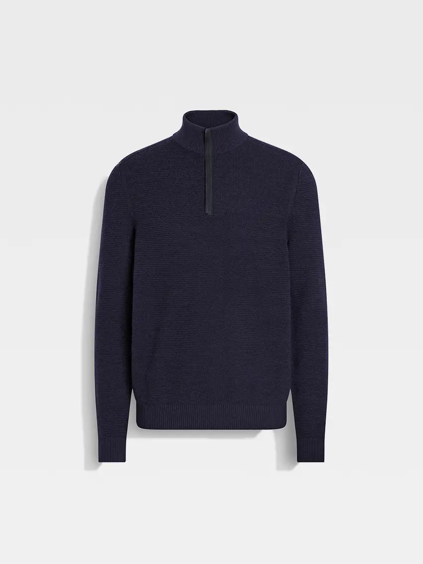 Pull à Col Montant Zippé en Vellus Aureum