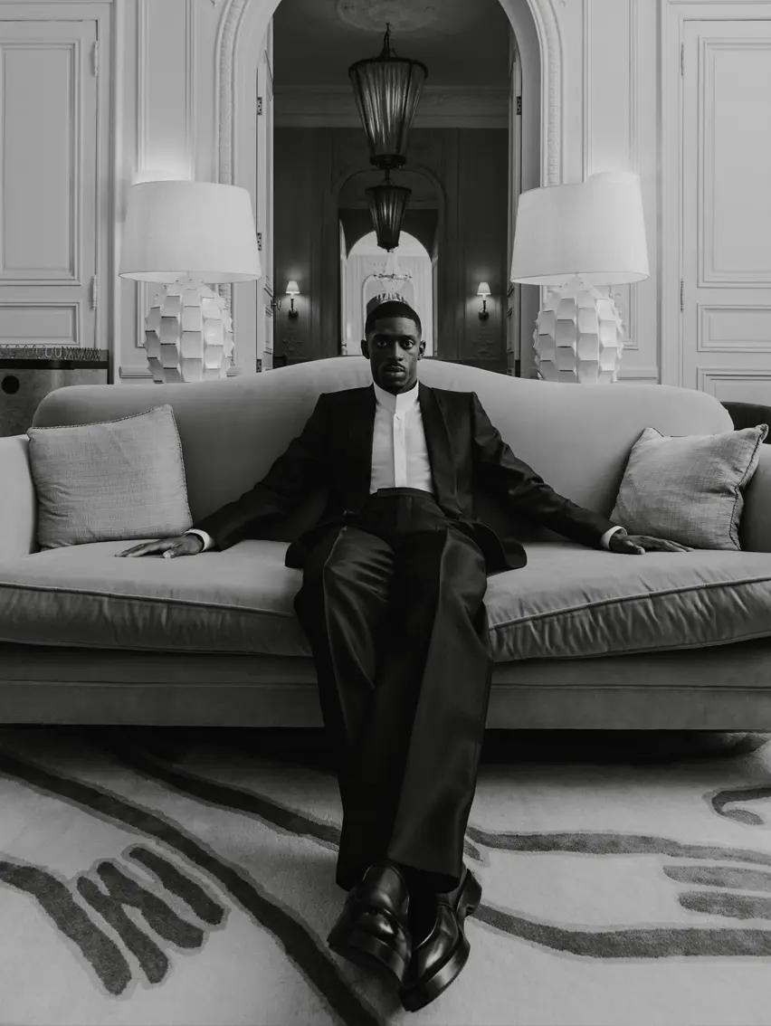 Ousmane Dembélé posiert in einem maßgeschneiderten Smoking von ZEGNA, der speziell für die Verleihung des Ballon d’Or entworfen wurde.