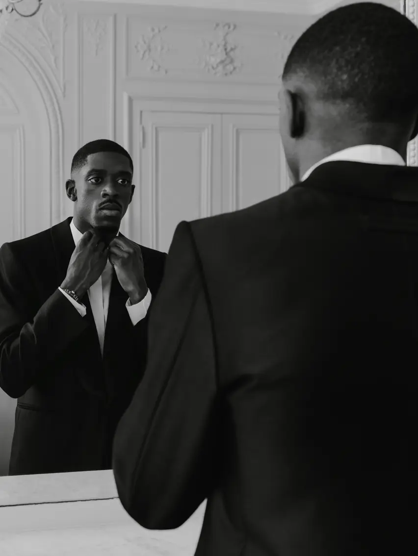 Ousmane Dembélé bereitet sich in einem maßgeschneiderten Smoking von ZEGNA auf die Verleihung des Ballon d’Or vor. 