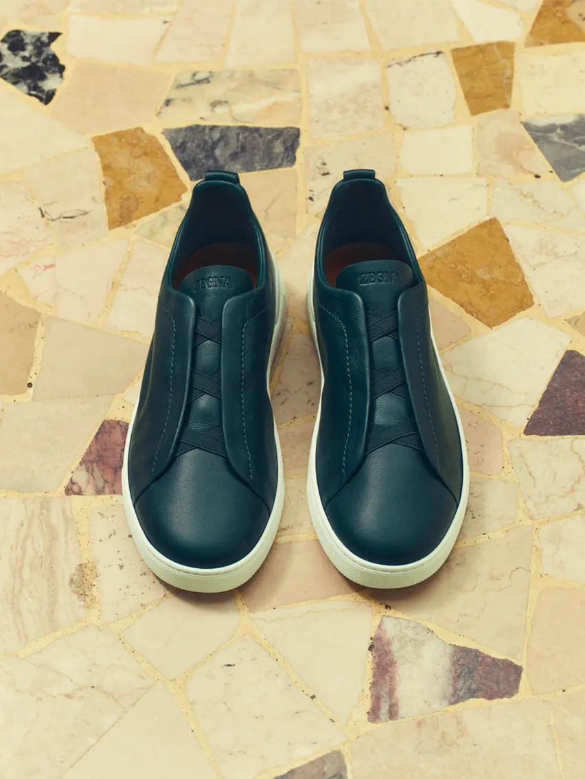New season ZEGNA men’s Triple Stitch low top, Monte and Vetta sneakers.
