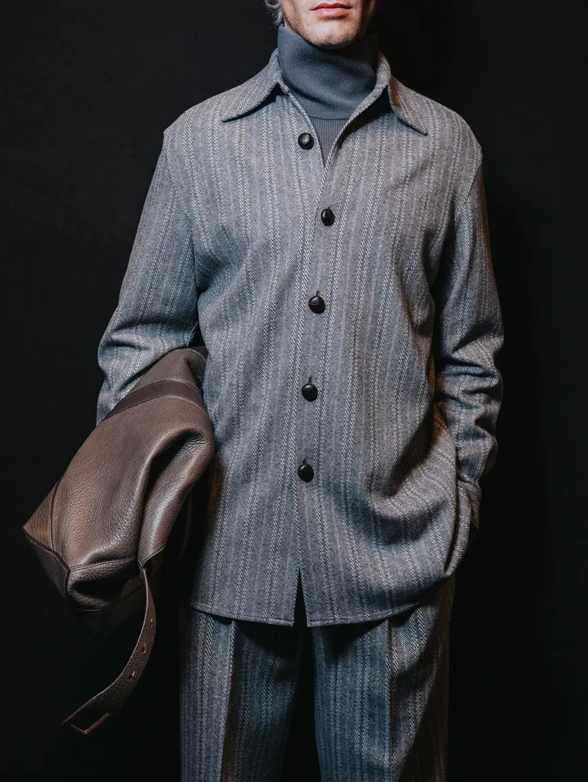 Man wearing a refined winter look from the ZEGNA Winter Fashion Show 2026.