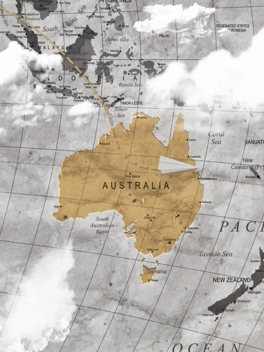 Mapa de Australia en el que se destaca el lugar de producción de la lana Vellus Aureum.