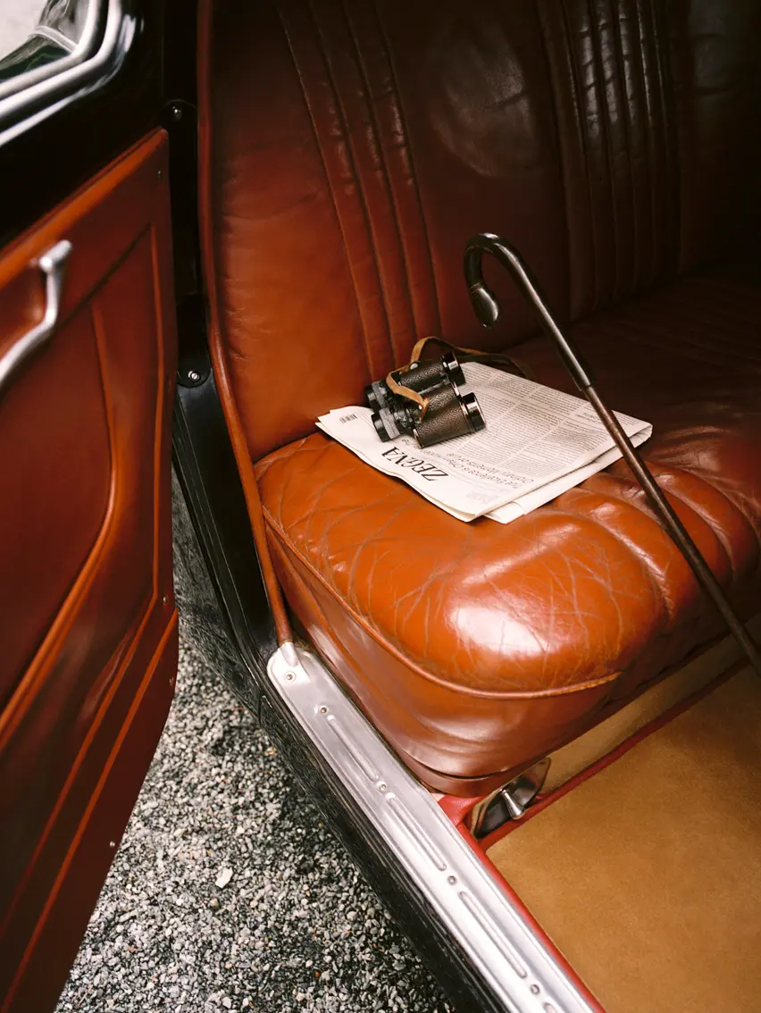 Close-up of a classic car interior.