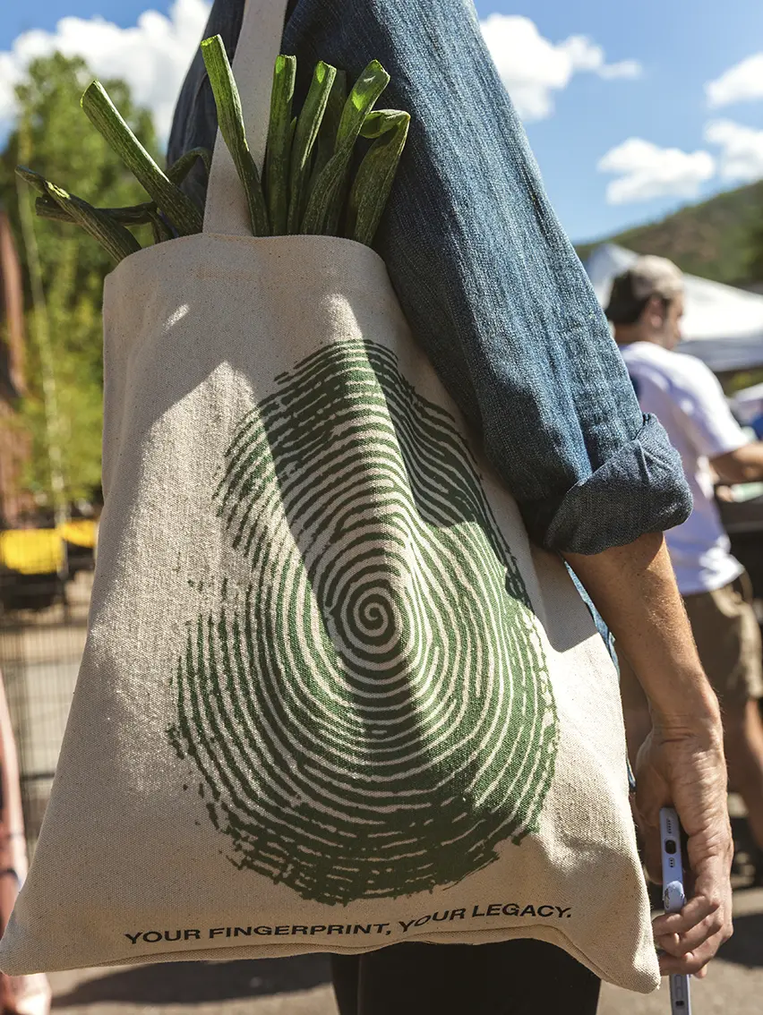 ZEGNA tote bag from the Your Fingerprint, Your Legacy campaign.