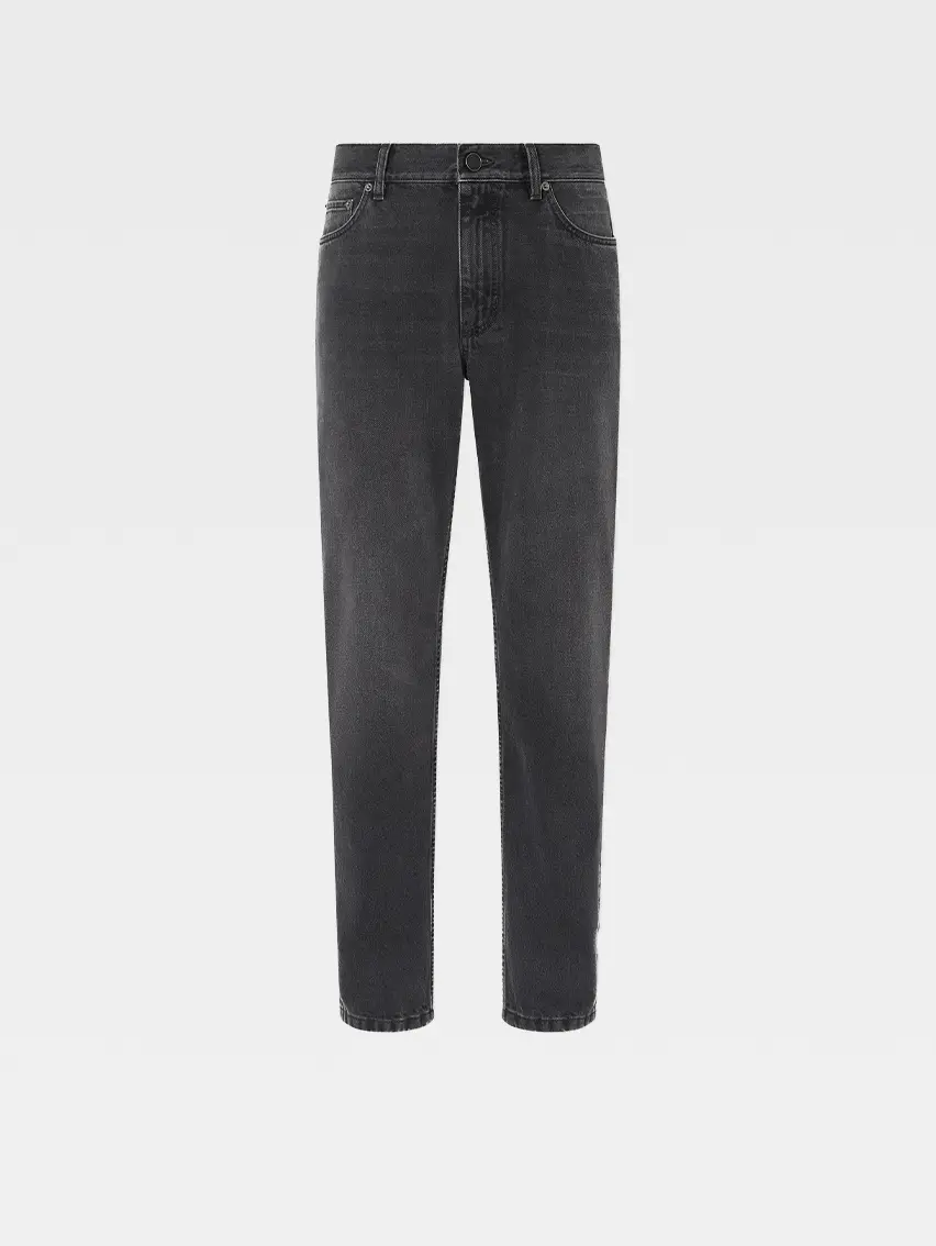 Black Stone-washed Cotton Roccia Jeans