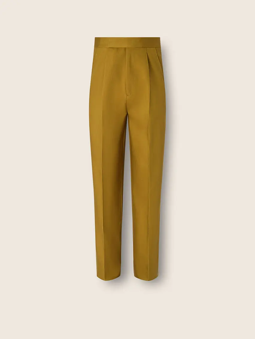 Olive Green Silk and Wool Pants