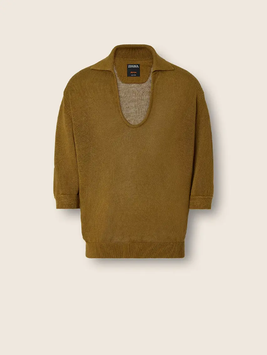 올리브 그린 Oasi Lino 폴로 셔츠