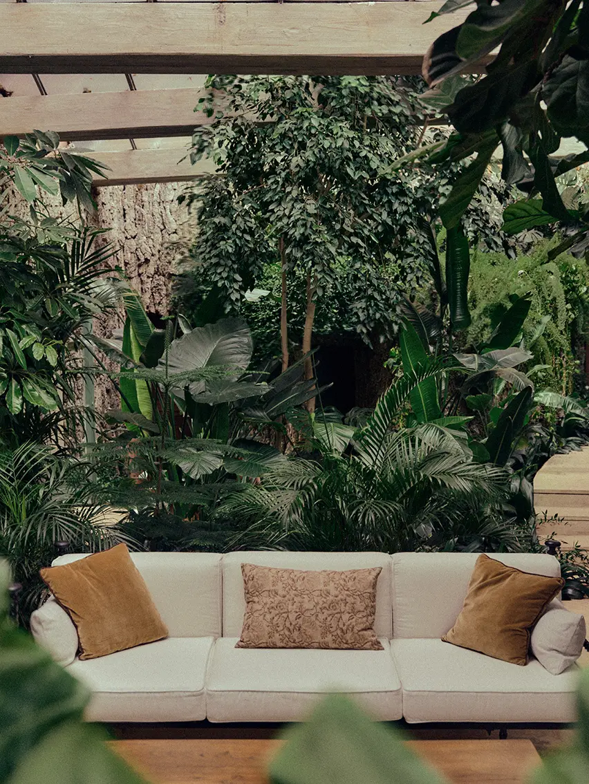 Refined interior setting with natural textures and a calm, immersive atmosphere.