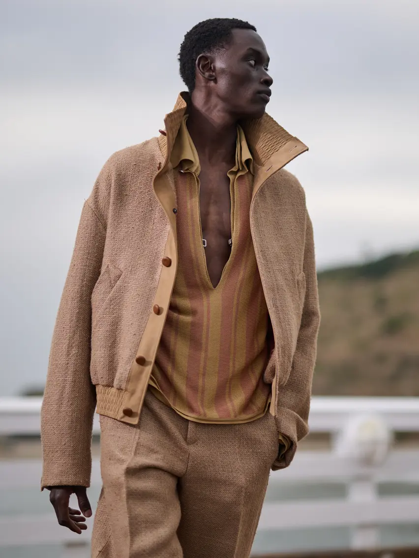 Model on the runway at ZEGNA’s Spring/Summer 2027 Fashion Show in LA.