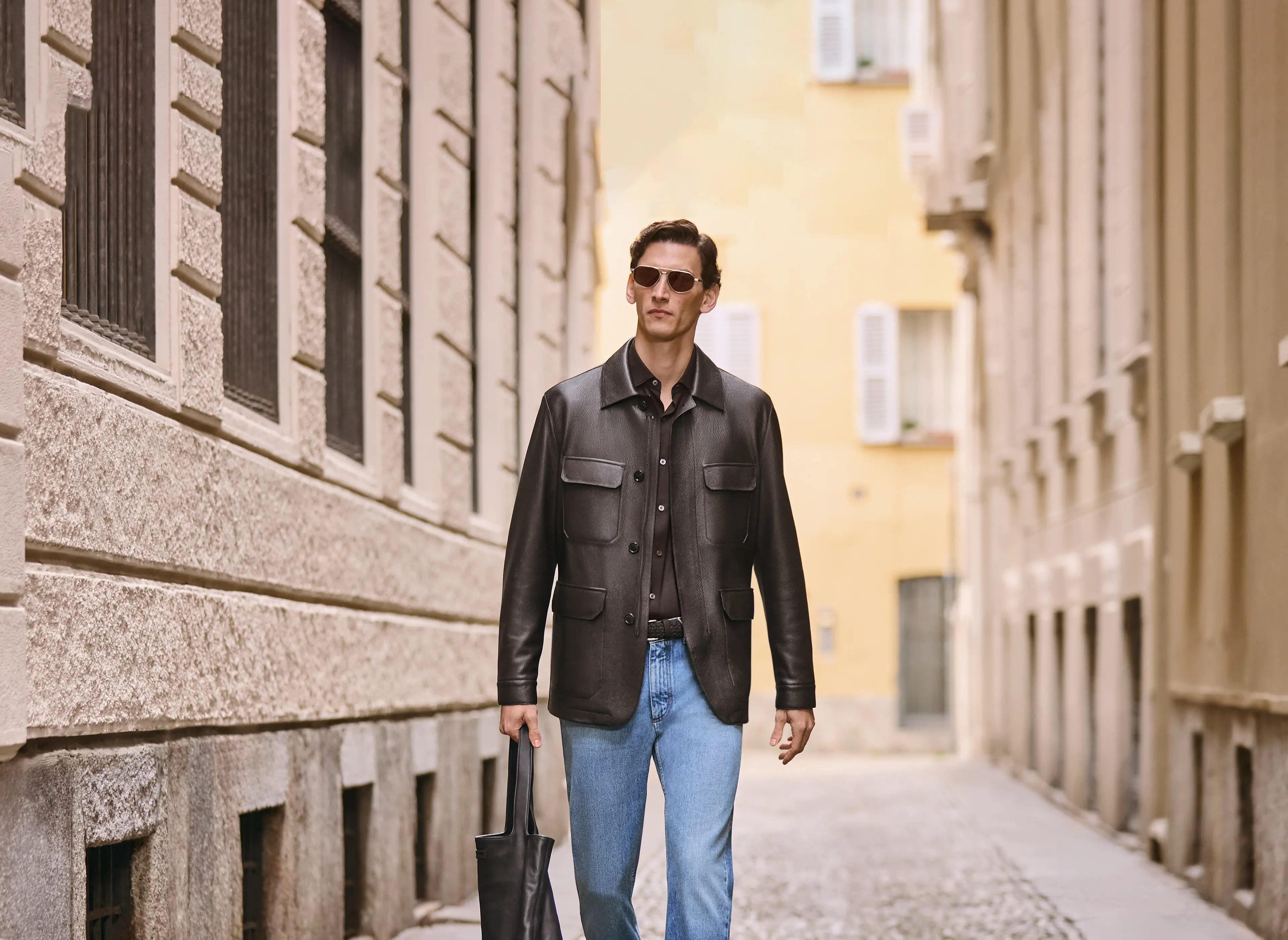 Elevated fall menswear outfit with premium outerwear from the ZEGNA FW25 collection.