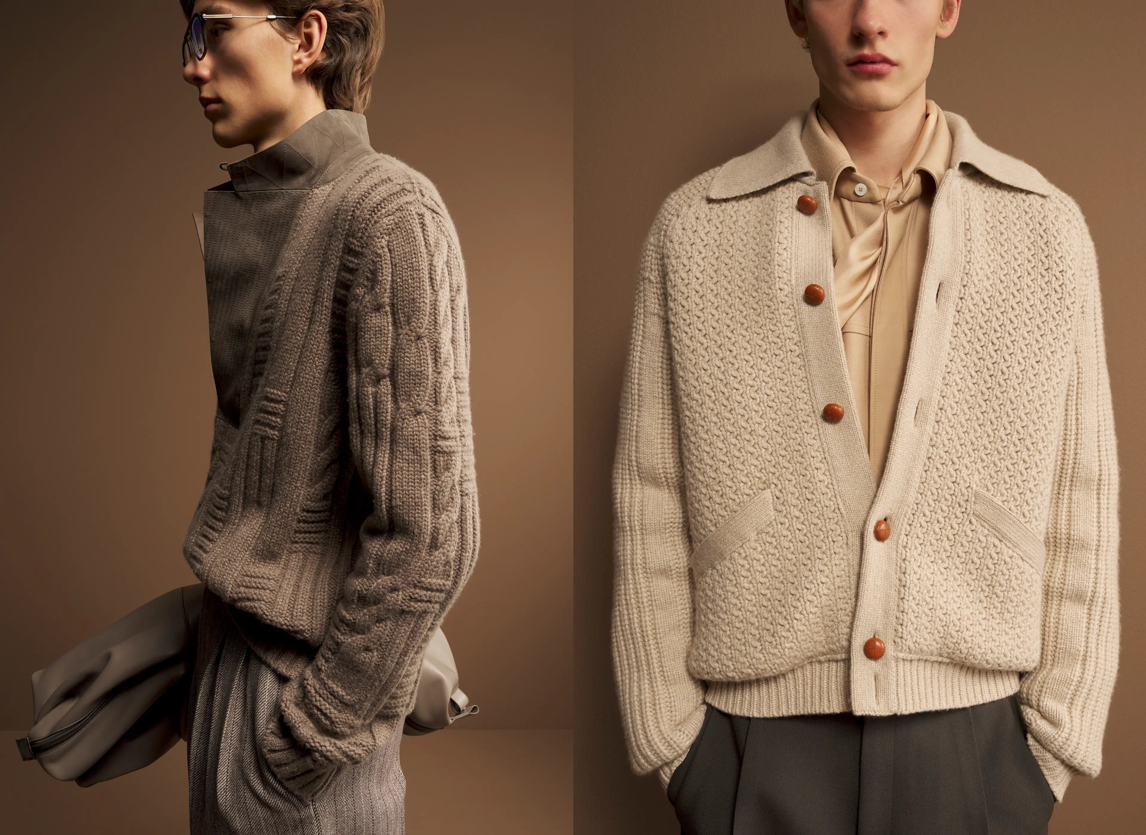 Close-up of knitwear showcased at the ZEGNA Winter Fashion Show 2026.