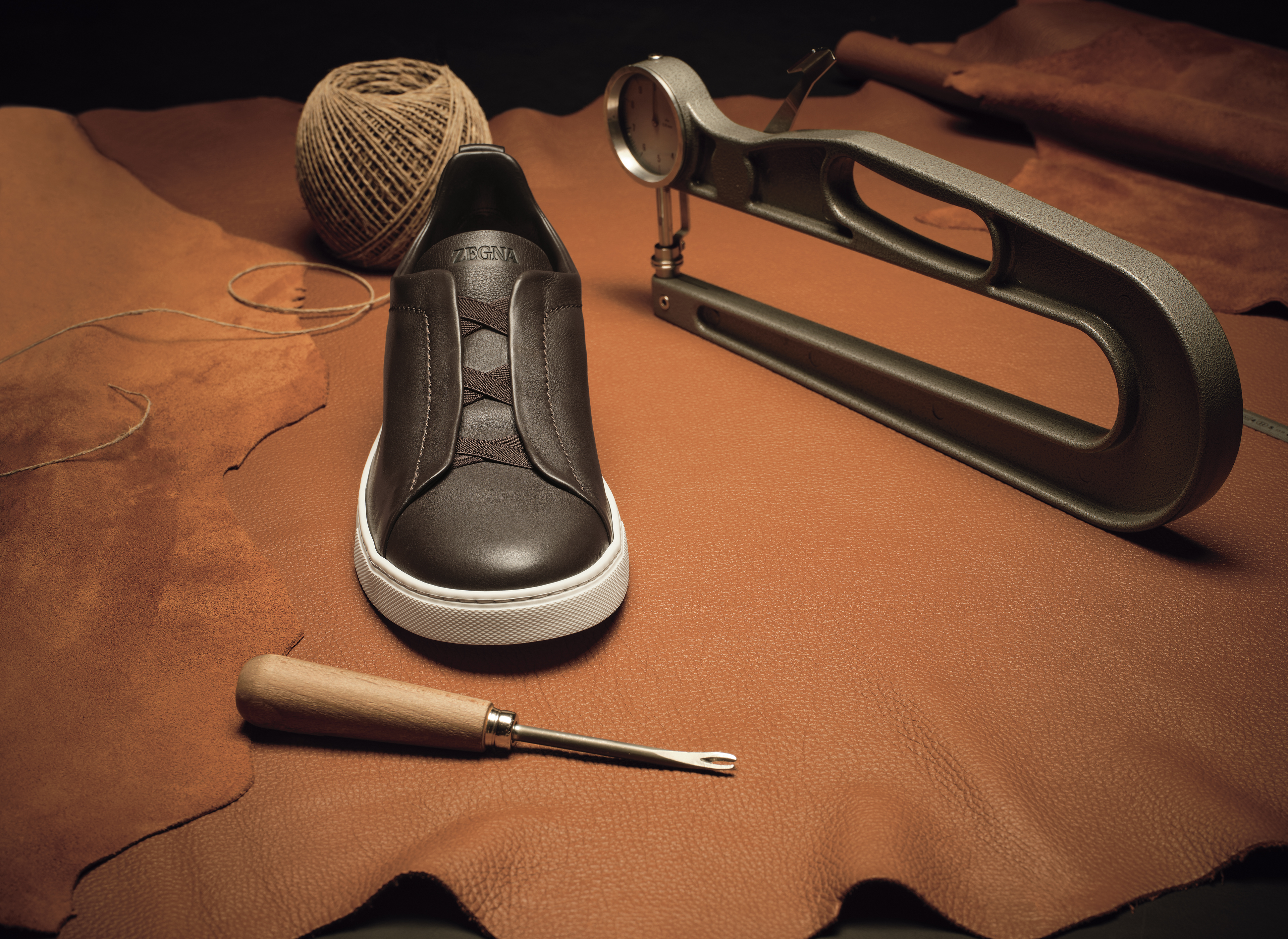 SECONDSKIN leather elements inside a ZEGNA laboratory.