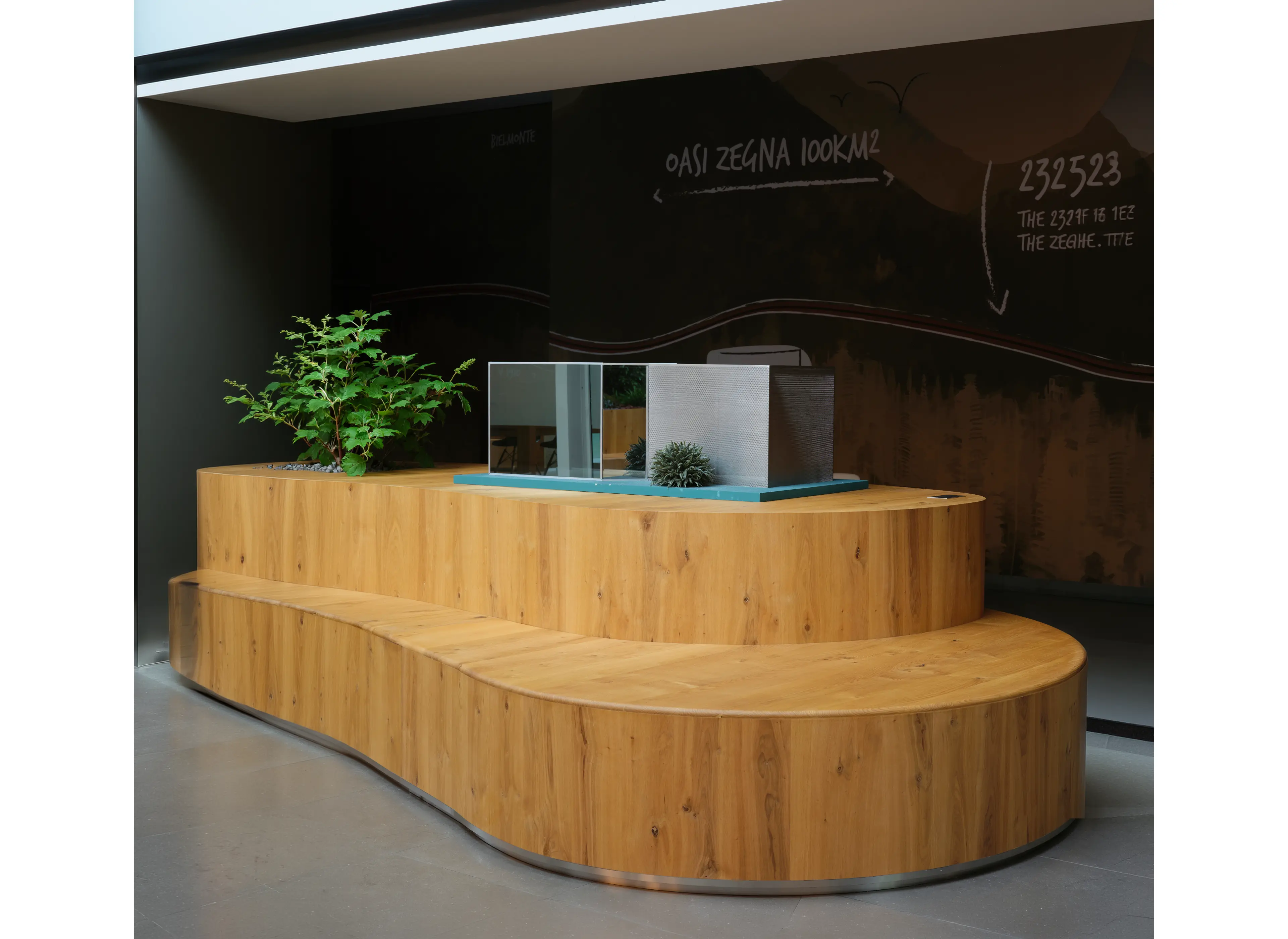 Dan Graham Pavilion 1996 mixed media maquette at ZEGNA HQ.