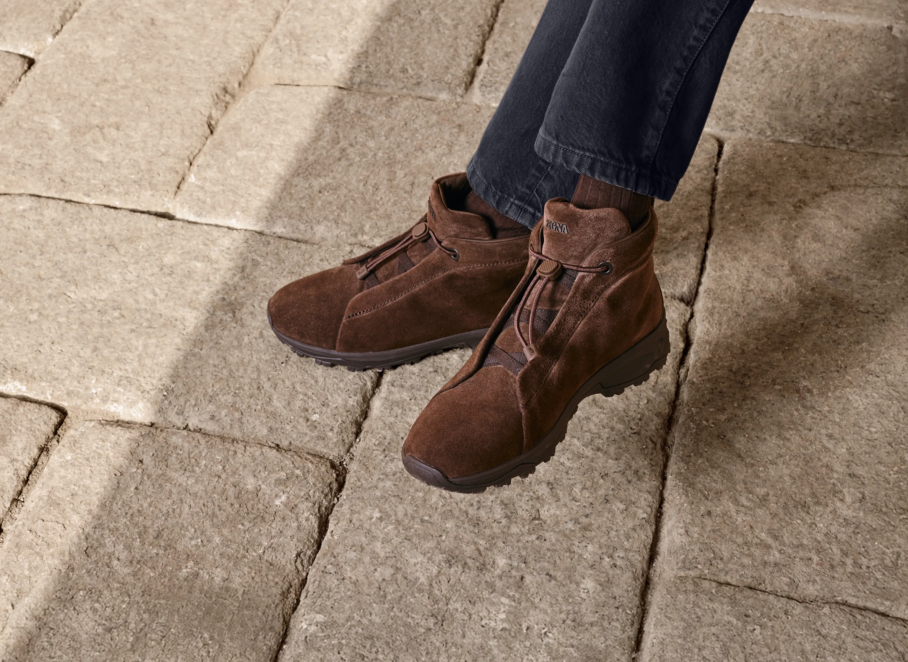 Men’s suede high-top Triple Stitch™ Vetta sneakers, from the ZEGNA Fall/Winter 2025 collection.