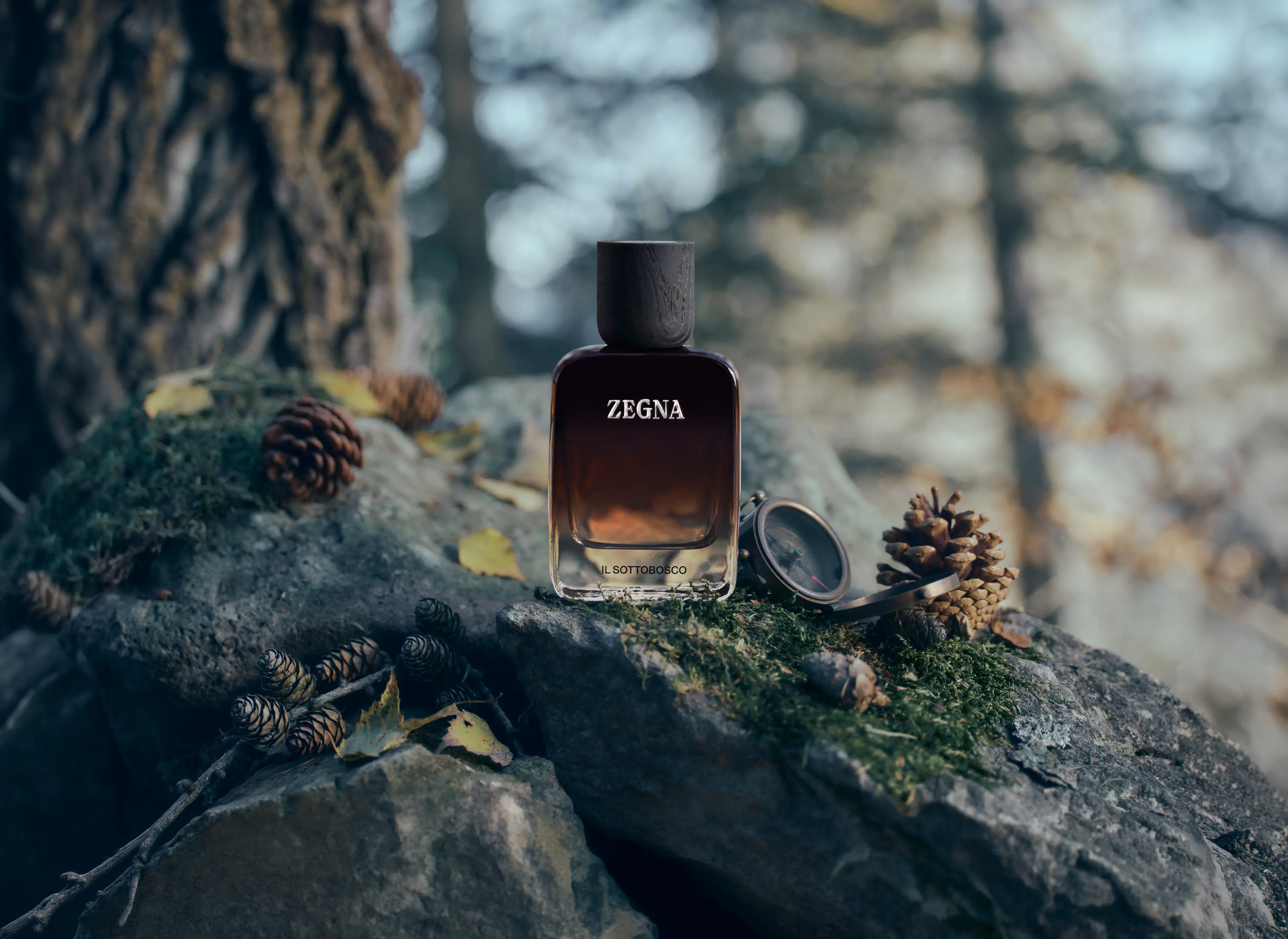 The ZEGNA Il Sottobosco fragrance in its signature design.