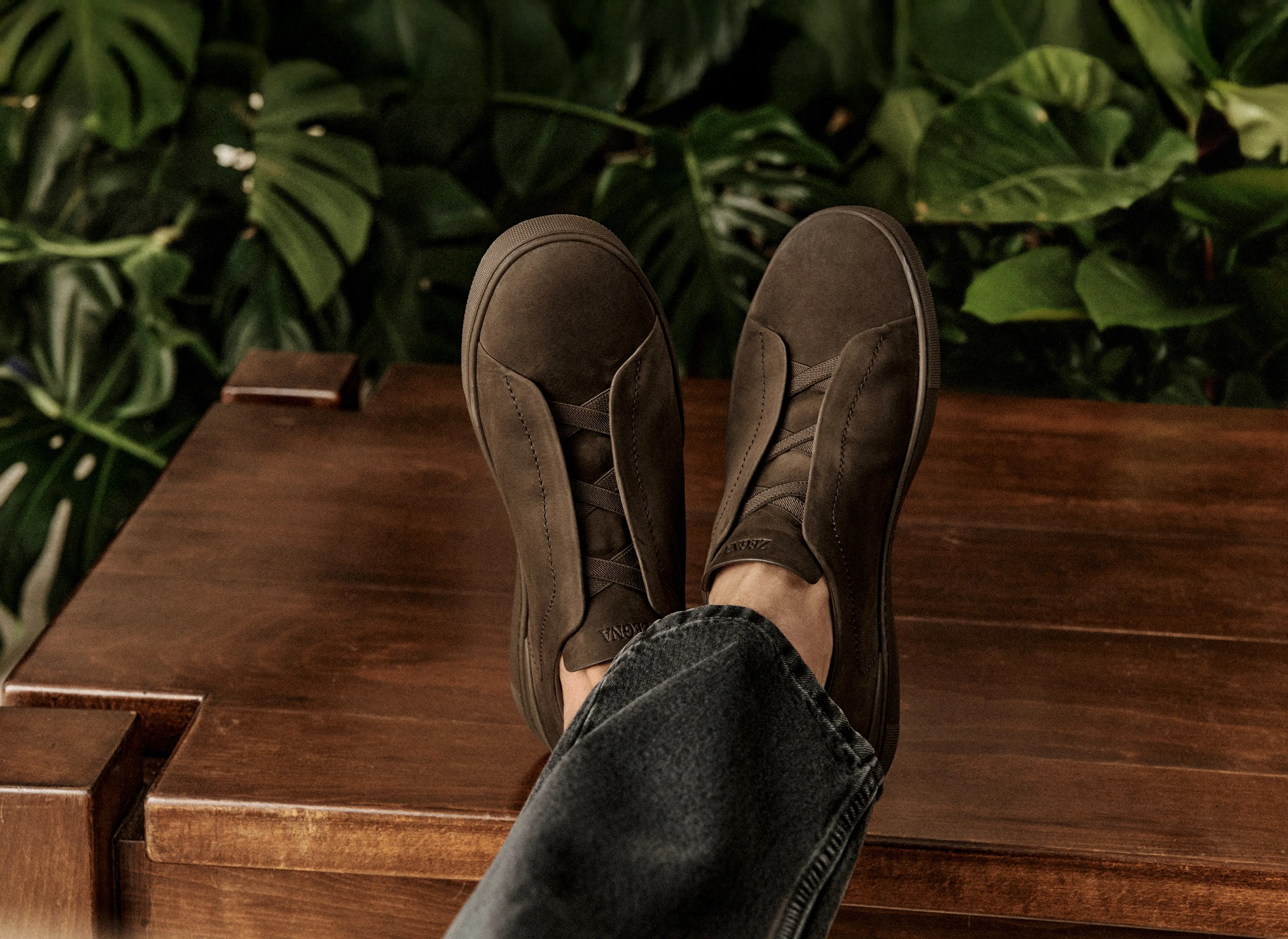 Close-up of Triple Stitch™ SECONDSKIN NUBUCK, from the ZEGNA SS26 collection.