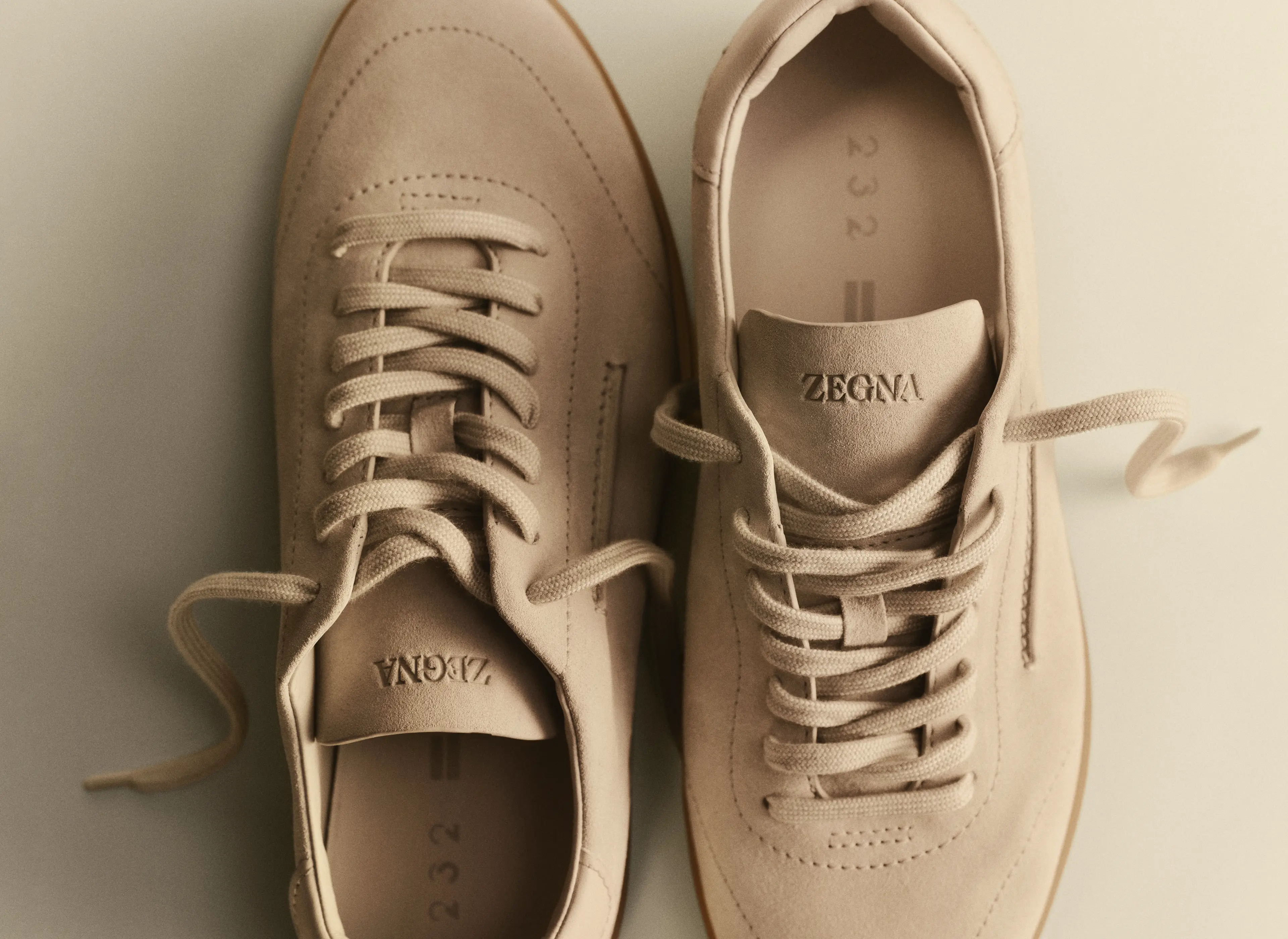 232 suede sneakers in the ZEGNA Bianco Oasi color, part of the Spring Summer 2026 collection.