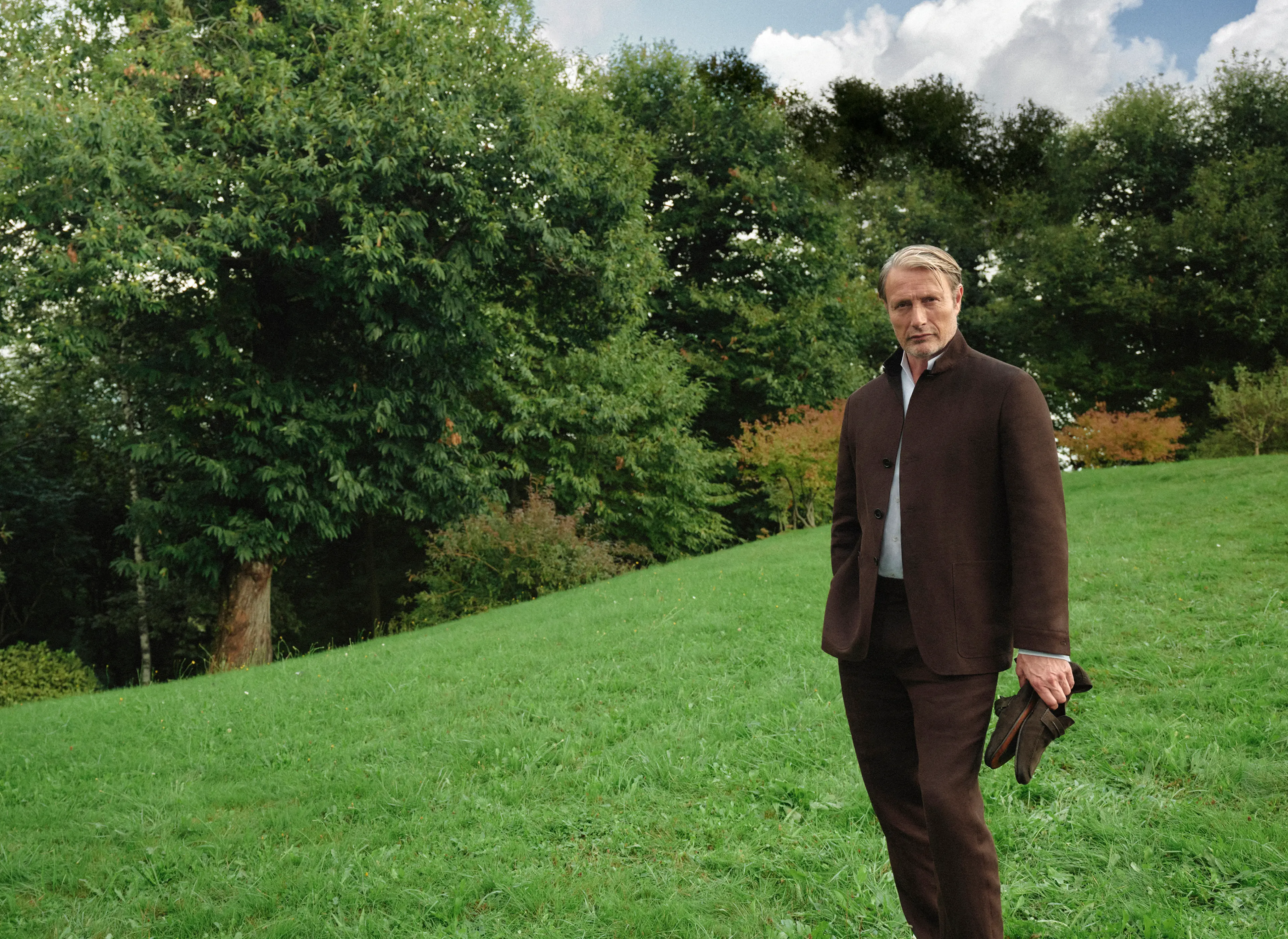 Mads Mikkelsen in a refined look from the ZEGNA Spring Summer 2026 collection.